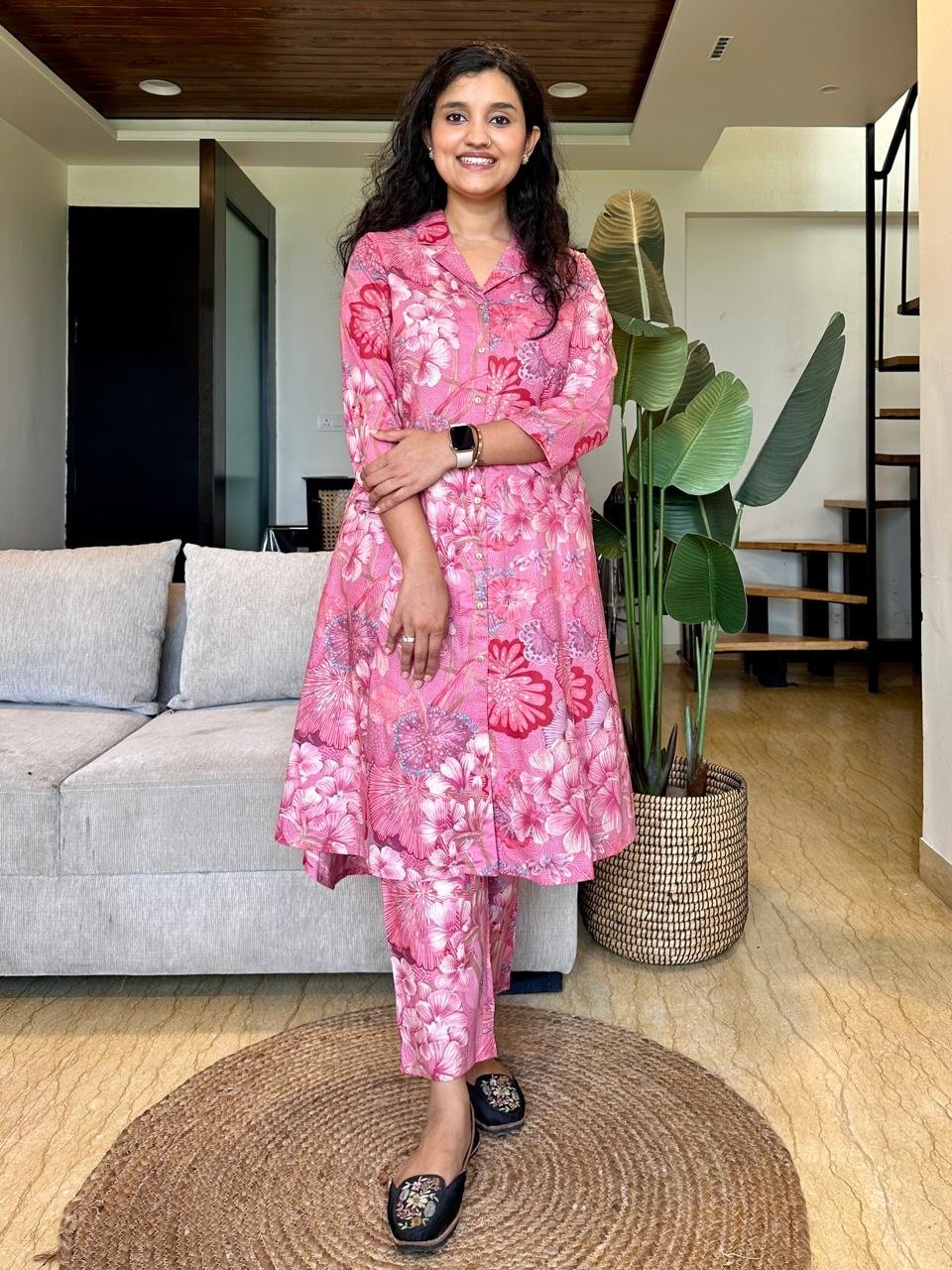 Ayna Coord Set- Pink Floral