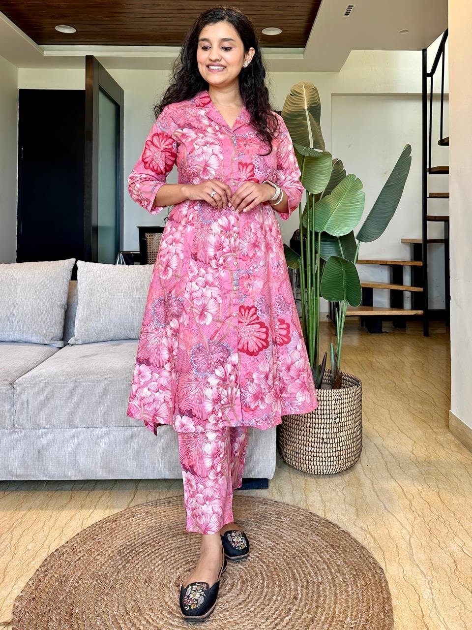 Ayna Coord Set- Pink Floral