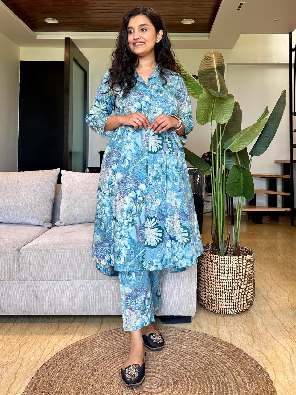 Ayna Coord Set- Blue Florals