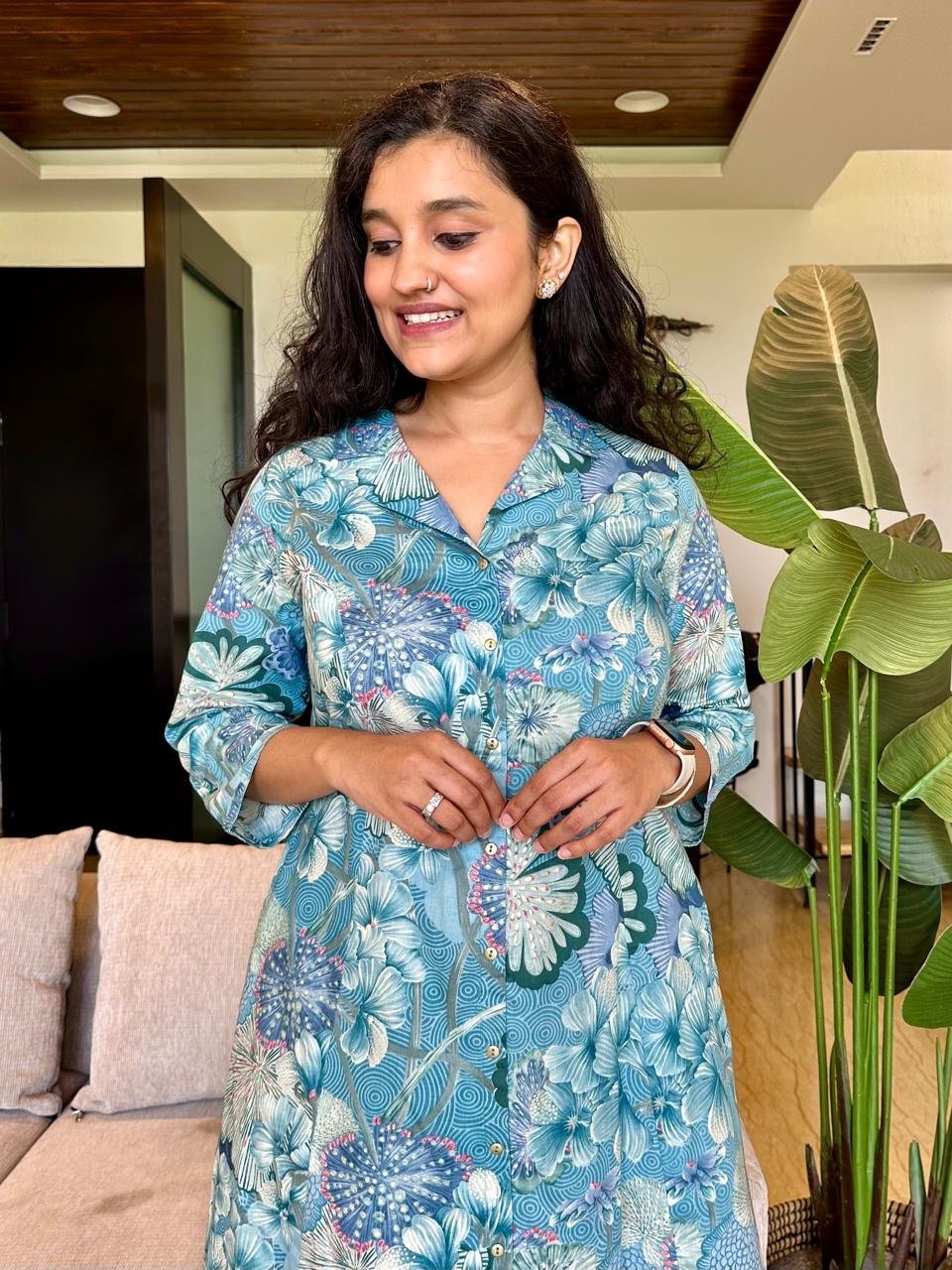 Ayna Coord Set- Blue Florals