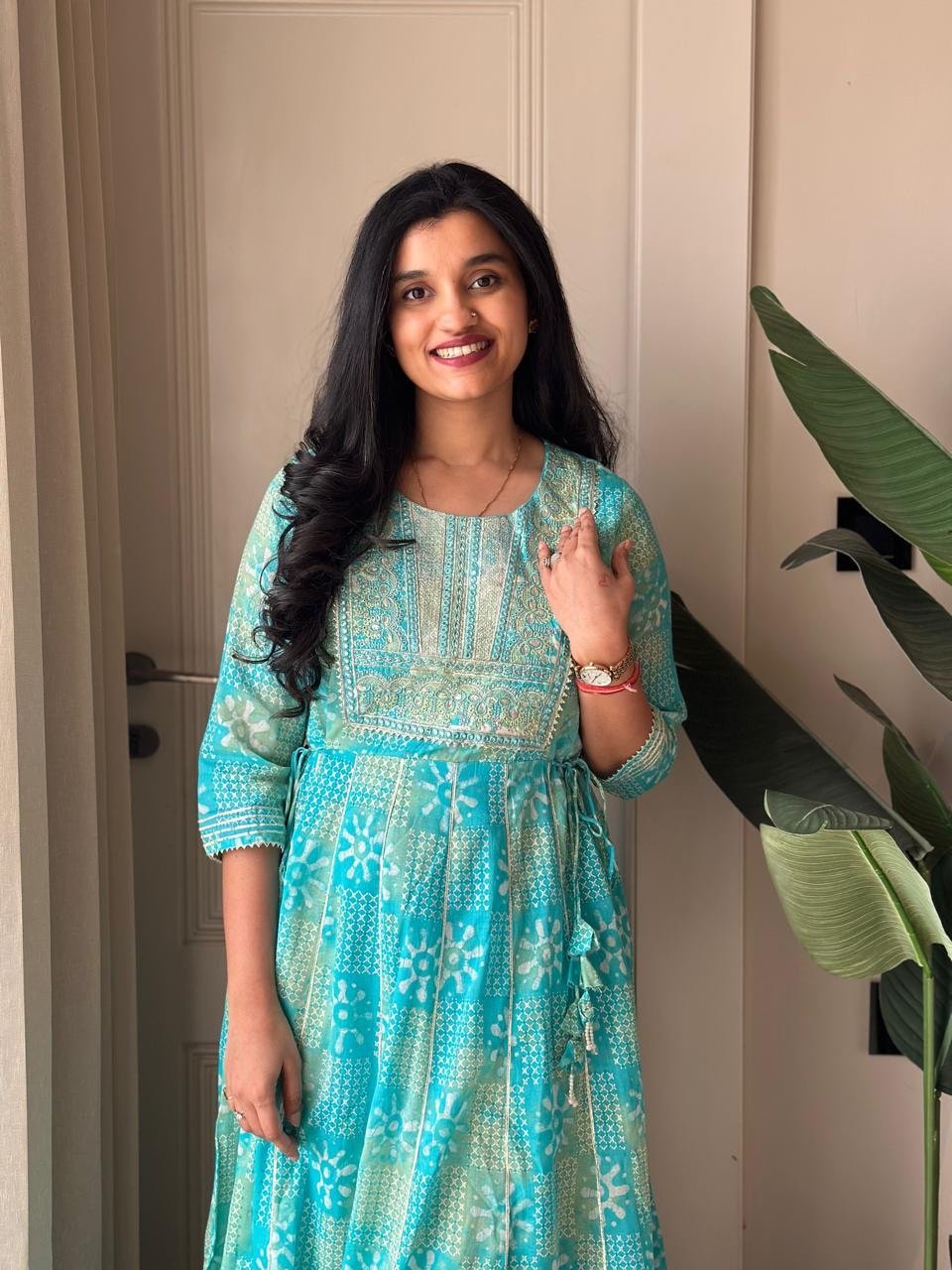 Soniya Kota Doria Dress- Blue