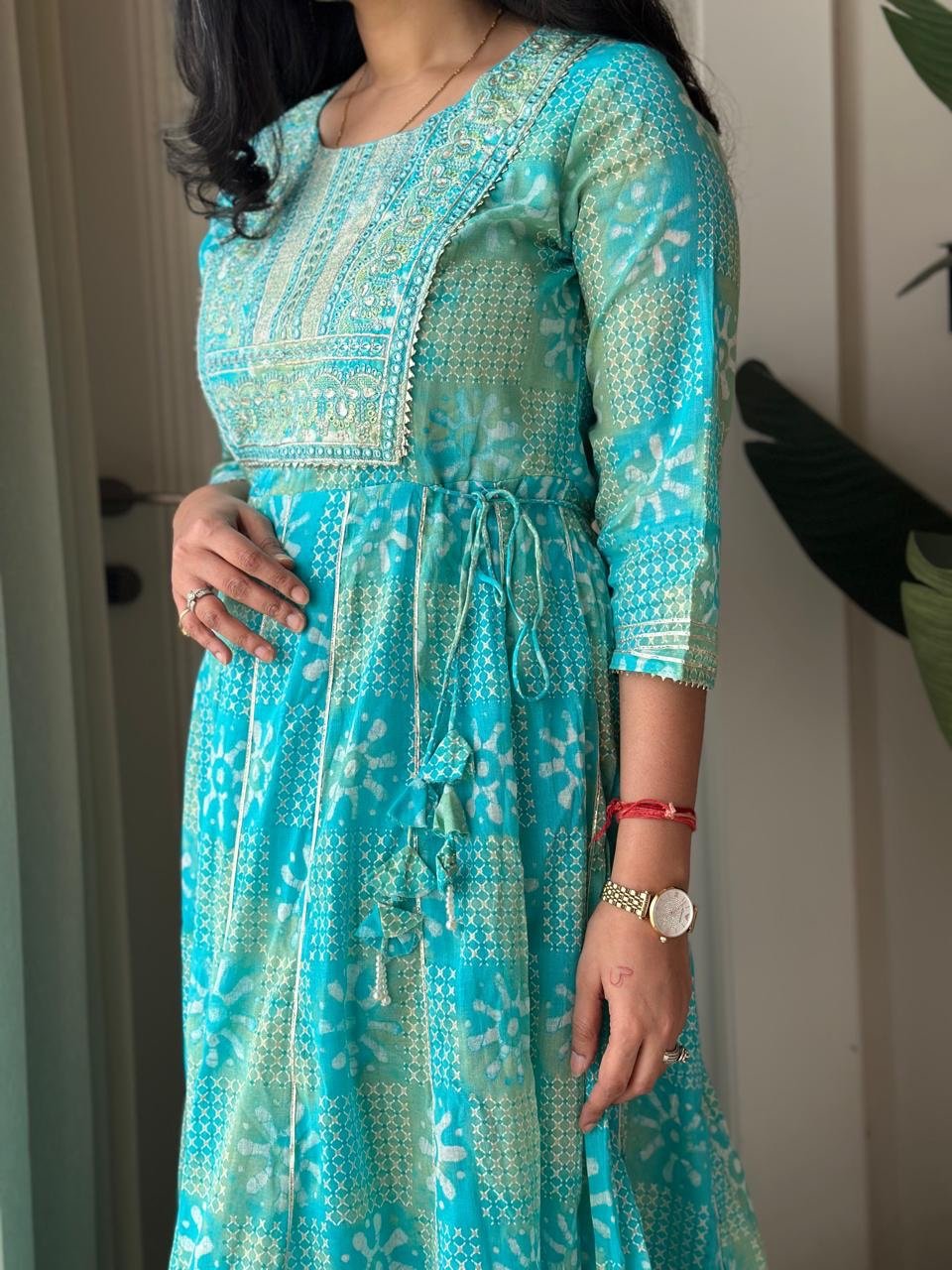 Soniya Kota Doria Dress- Blue