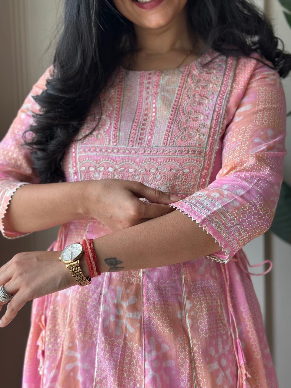 Soniya Kota Doria Dress- Pink
