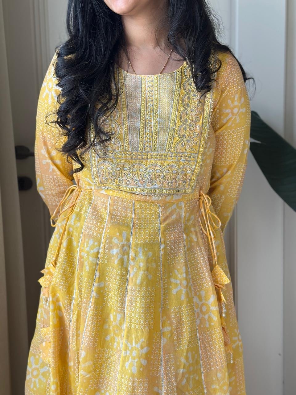 Soniya Kota Doria Dress- Yellow