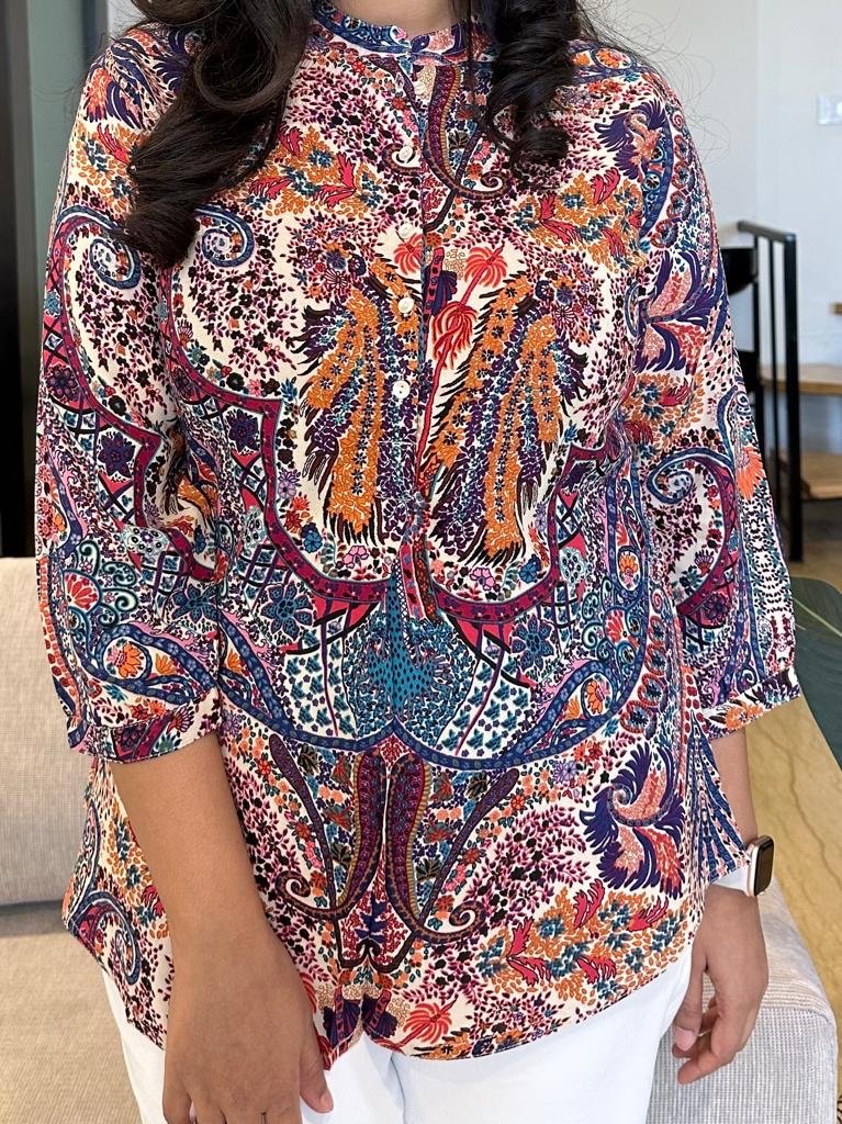 Rayon Short Kurta- Mix Paisley