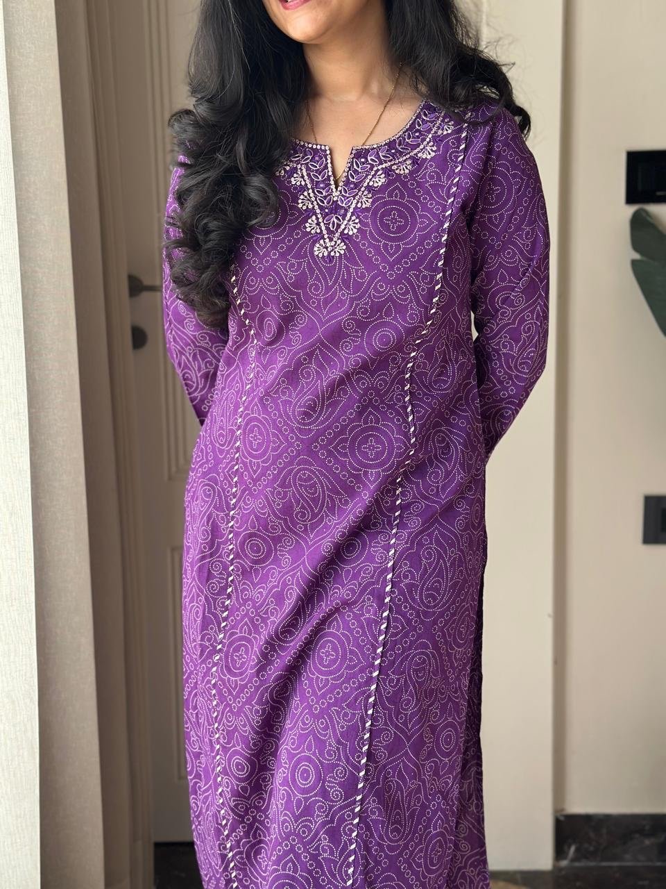 Sugandha Purple Bandhej Cotton Set
