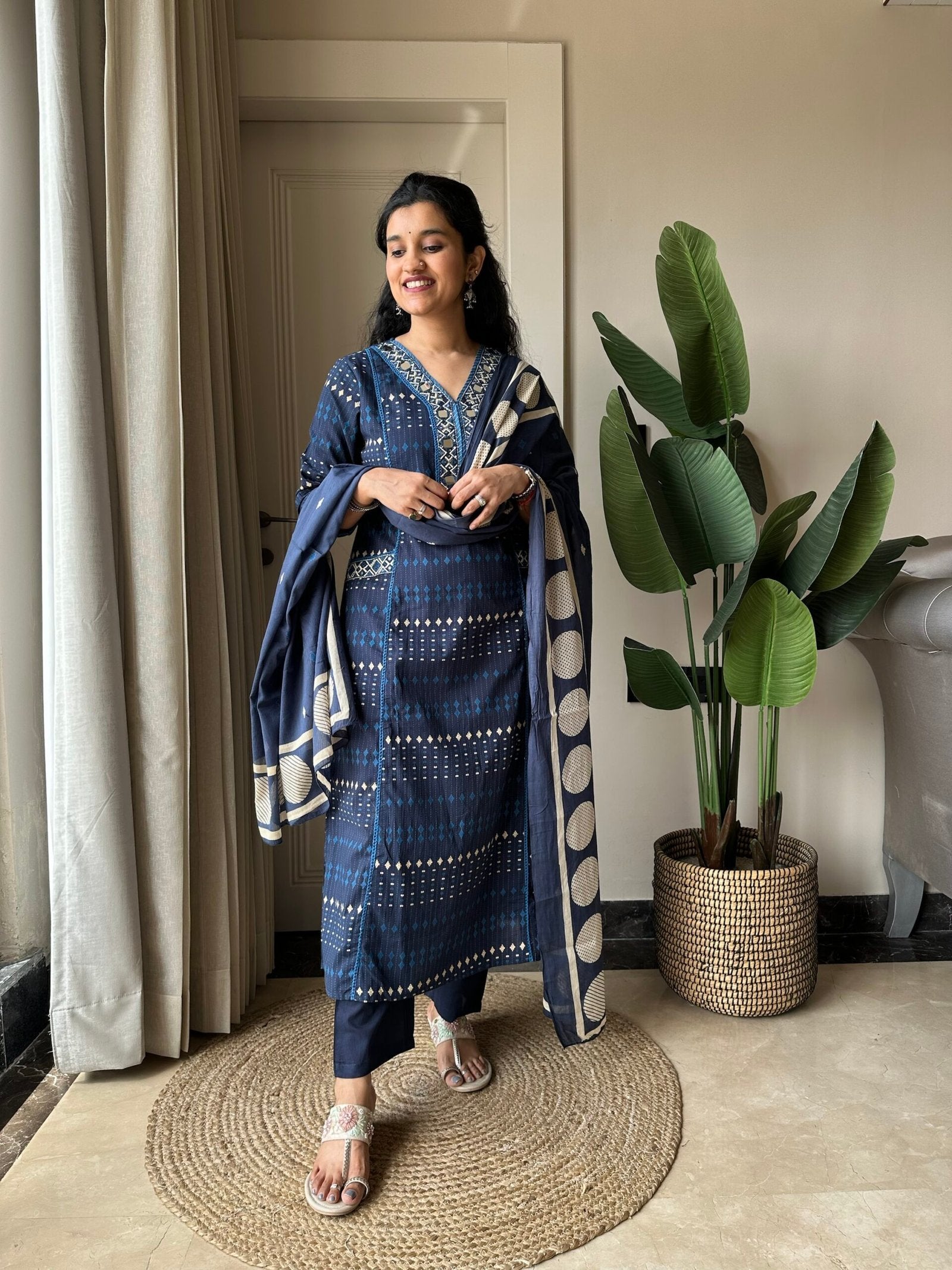 Maisha Mirror Work Cotton Suit