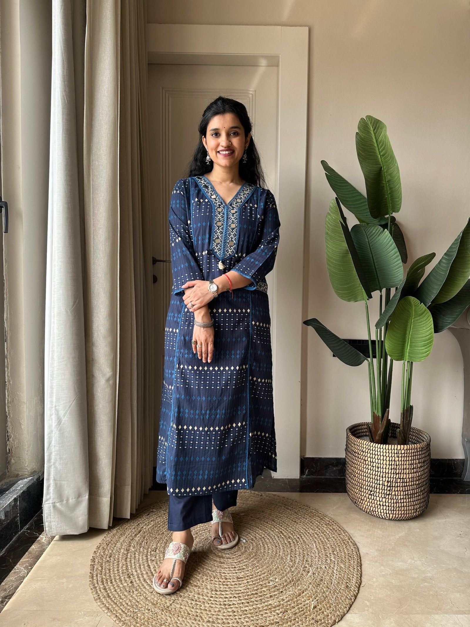 Maisha Mirror Work Cotton Suit