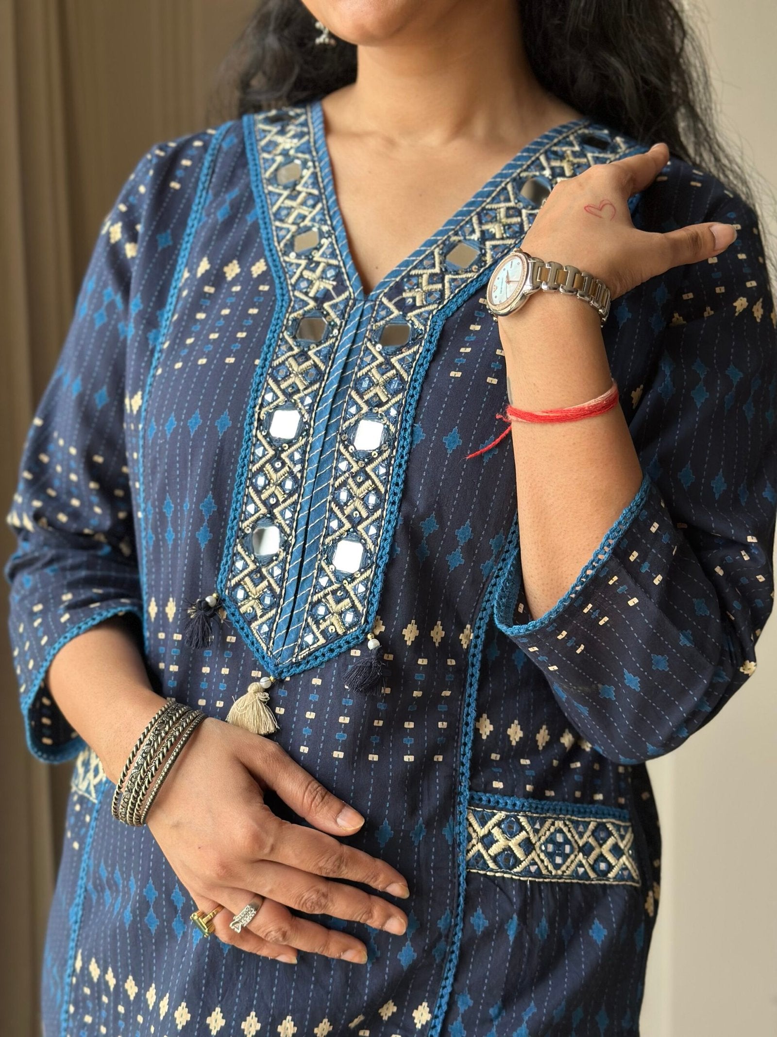 Maisha Mirror Work Cotton Suit