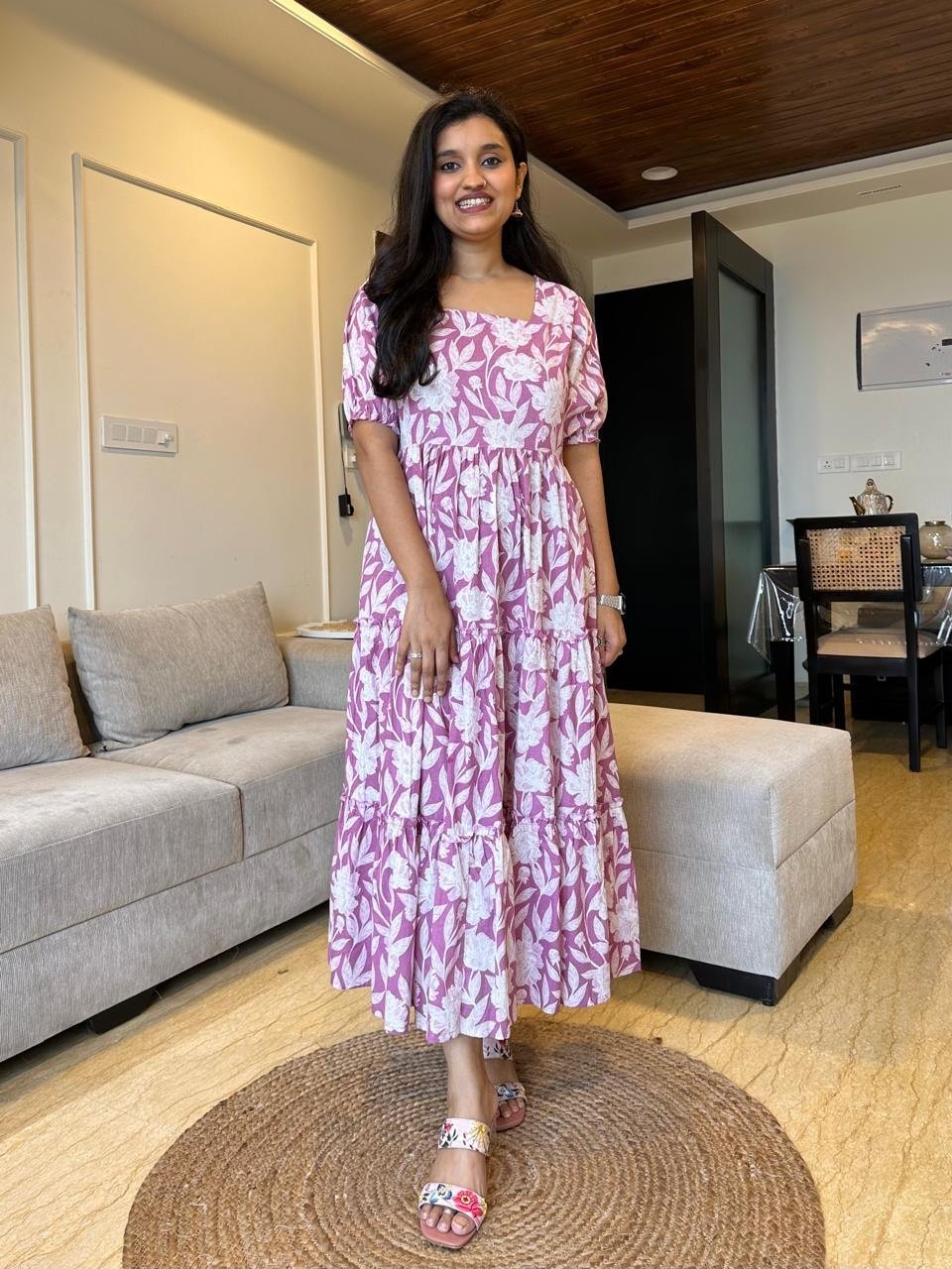Titli Tiered Maxi Dress- Pink Florals
