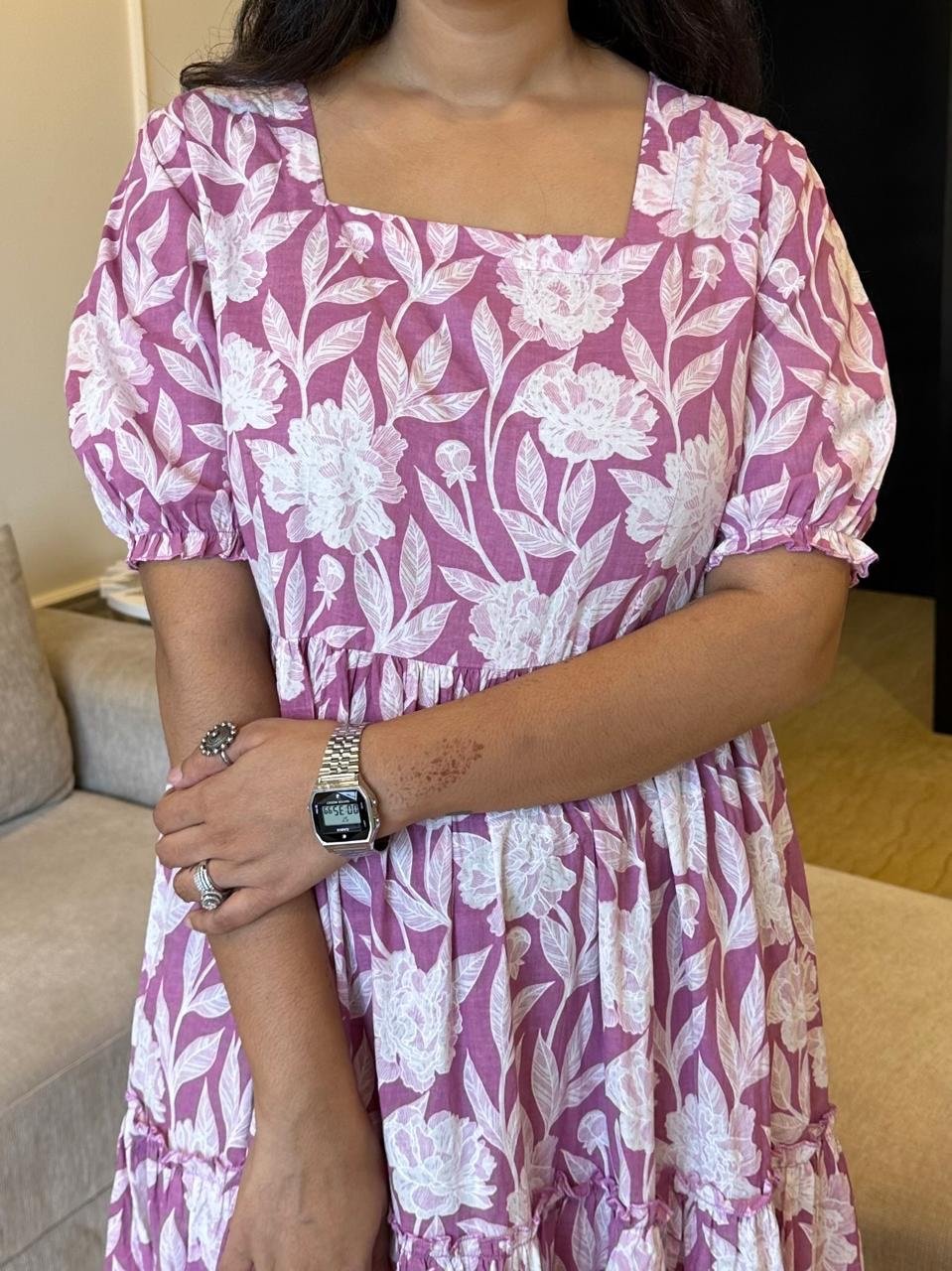 Titli Tiered Maxi Dress- Pink Florals
