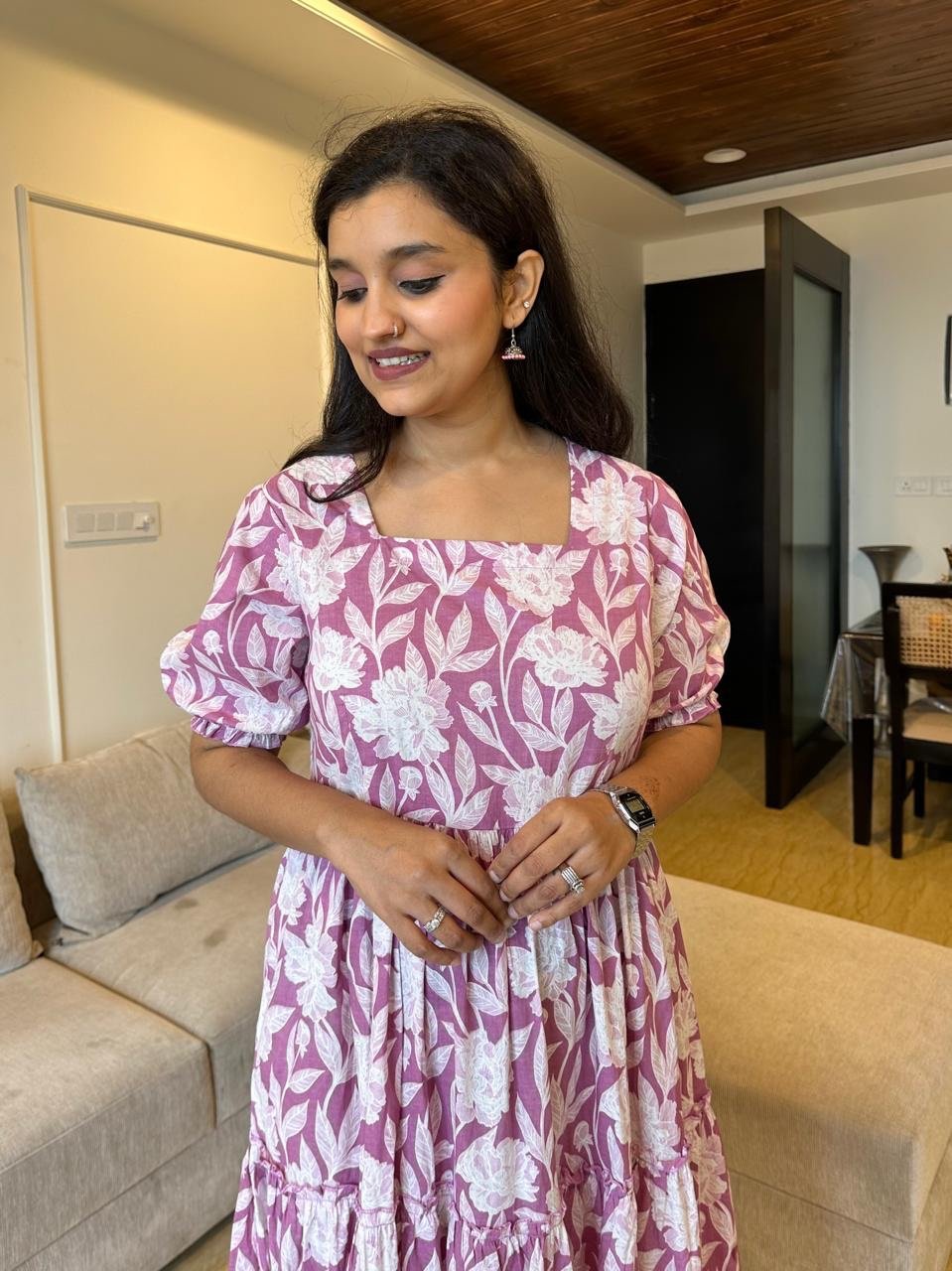 Titli Tiered Maxi Dress- Pink Florals