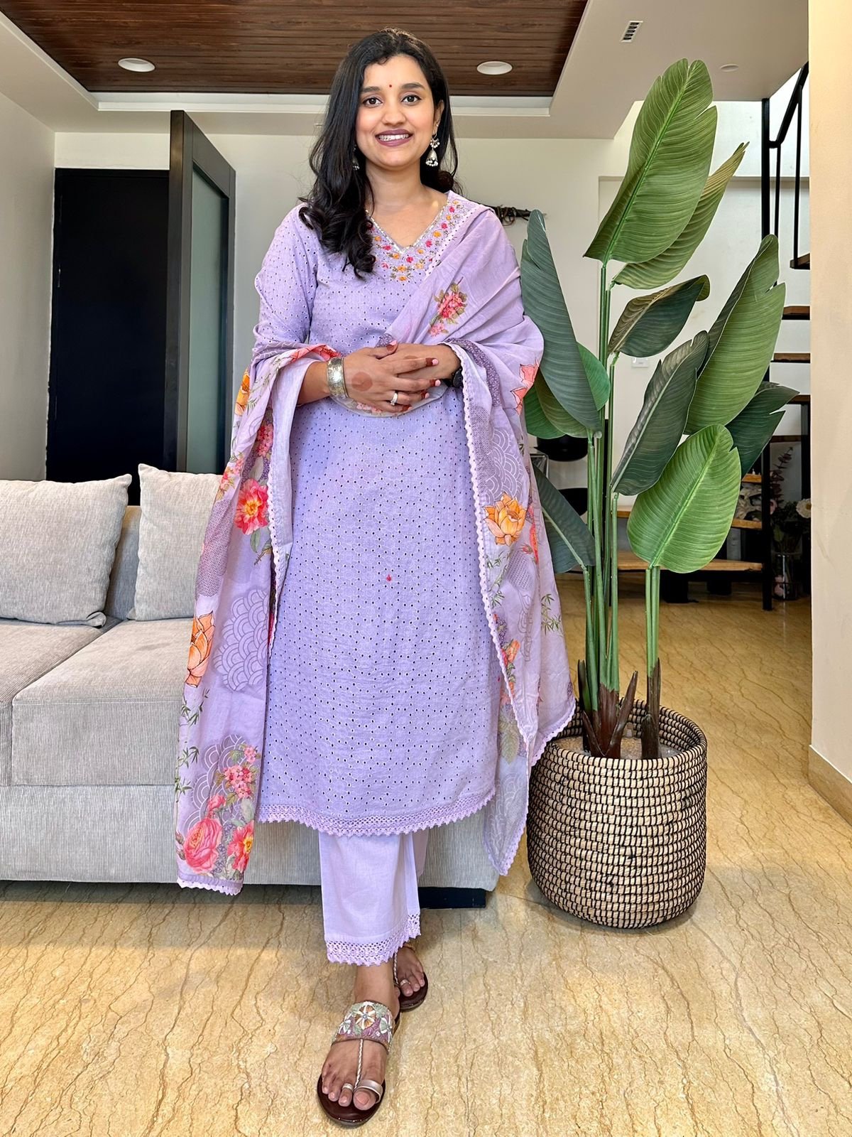 Lilac Lace Cotton Set