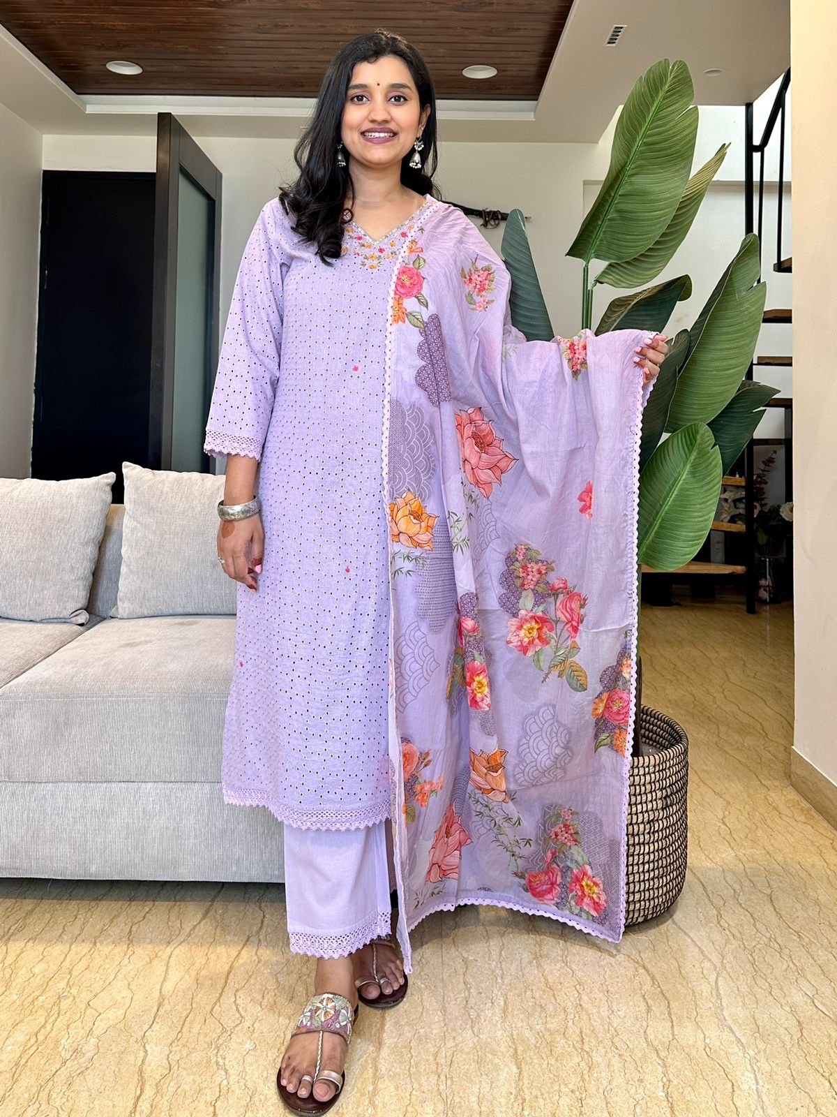 Lilac Lace Cotton Set