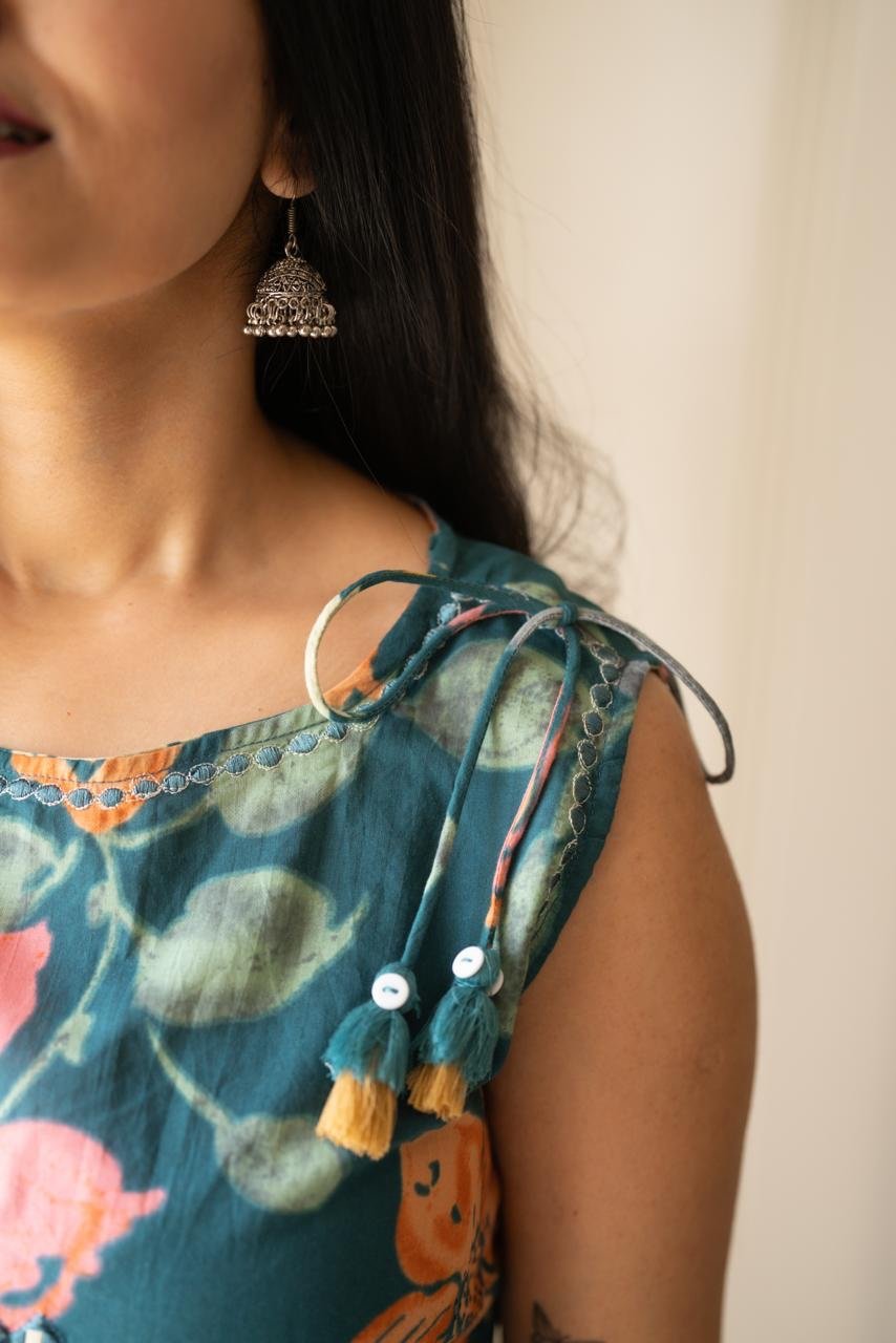 Kisha Sleeveless Cotton Set- Colorful Florals