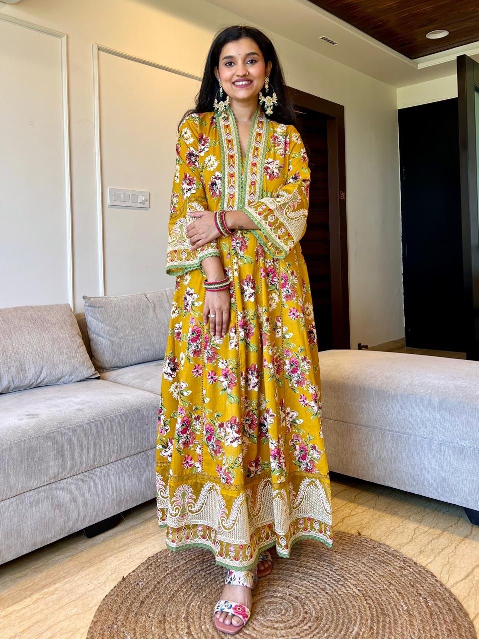 Naazreen Heavy Anarkali Set- Mustard