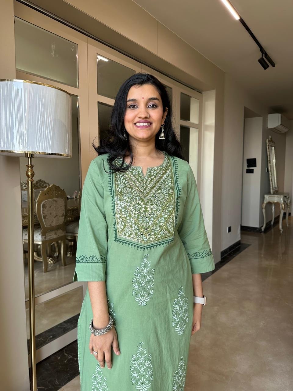 Sitara Handwork Boota Cotton Suit- Green