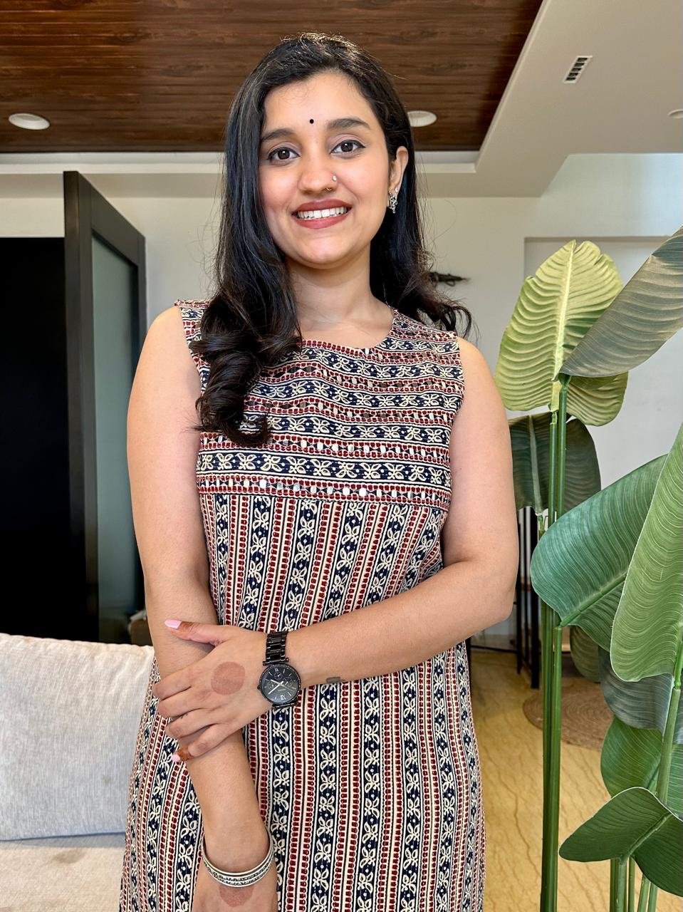 Stripe Sleeveless Kurta- Earthy