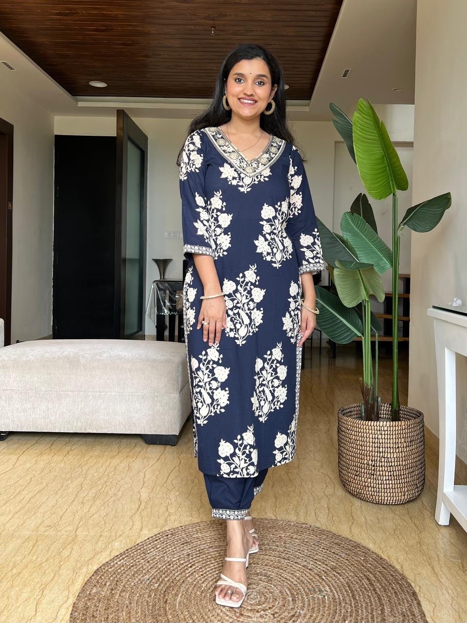 Vani Boota Afghan Sets- Navy Blue