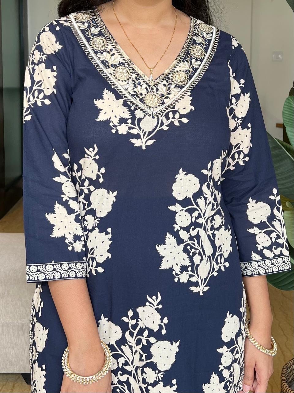 Vani Boota Afghan Sets- Navy Blue