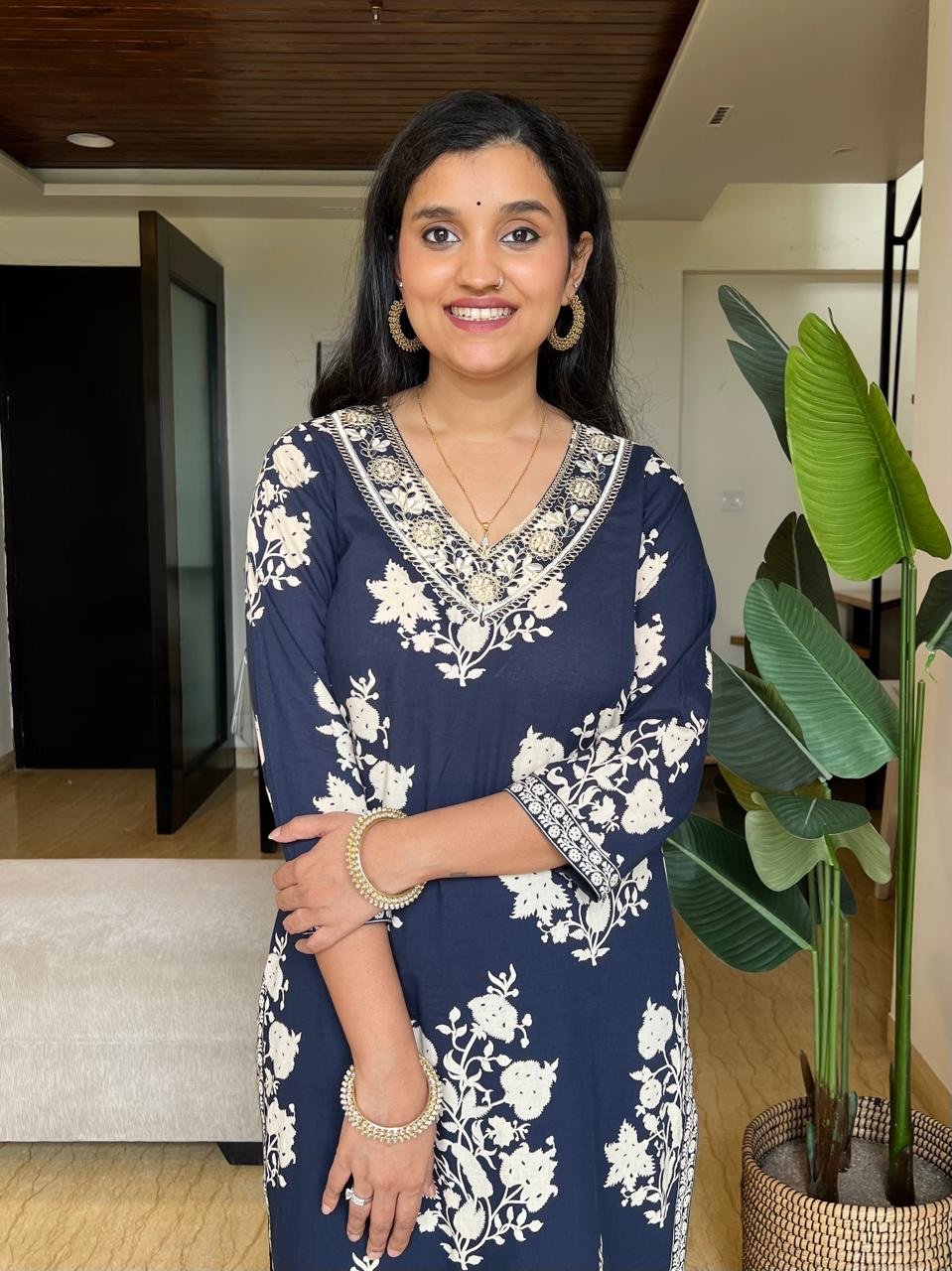 Vani Boota Afghan Sets- Navy Blue