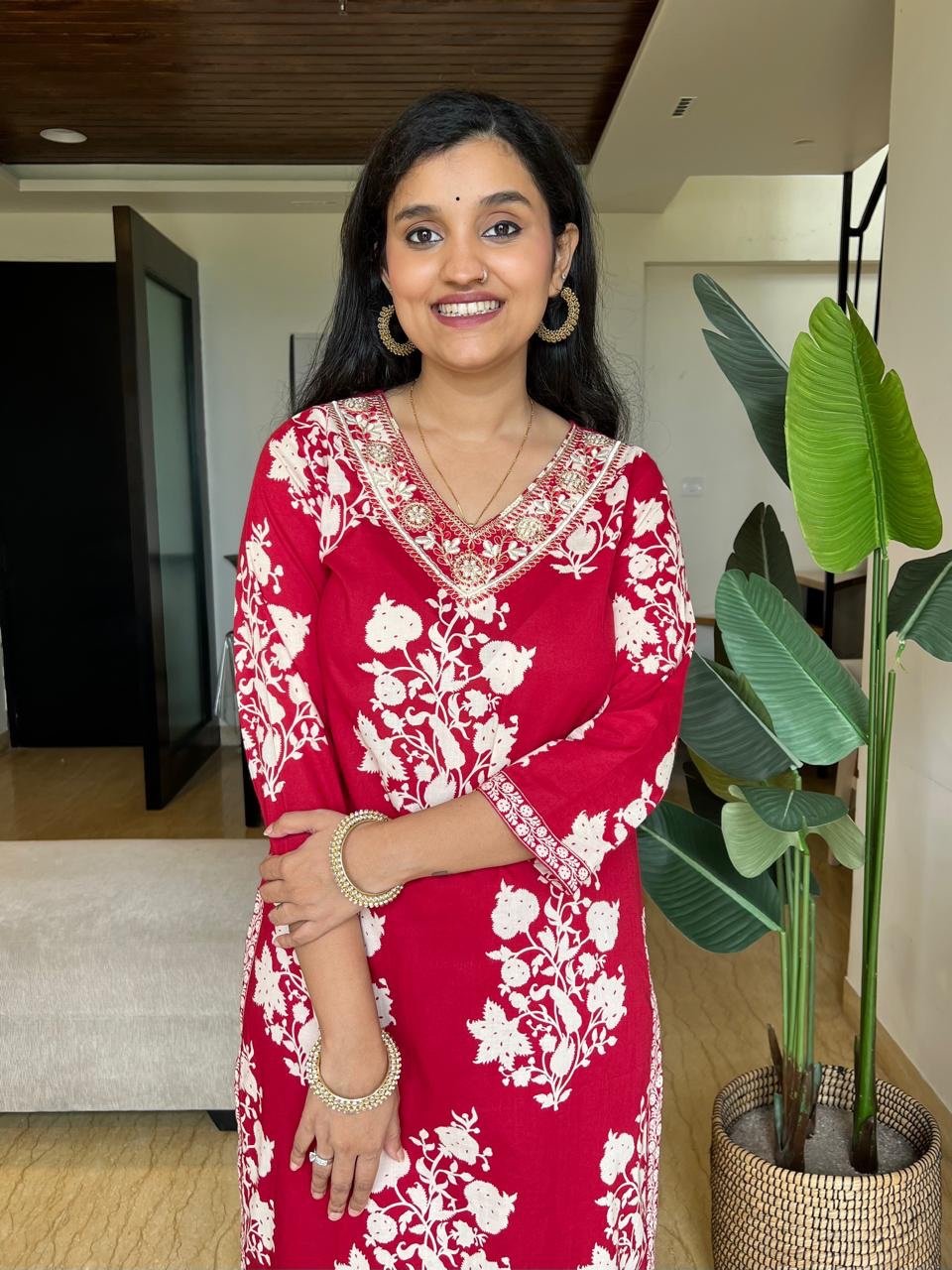 Vani Boota Afghan Set- Red