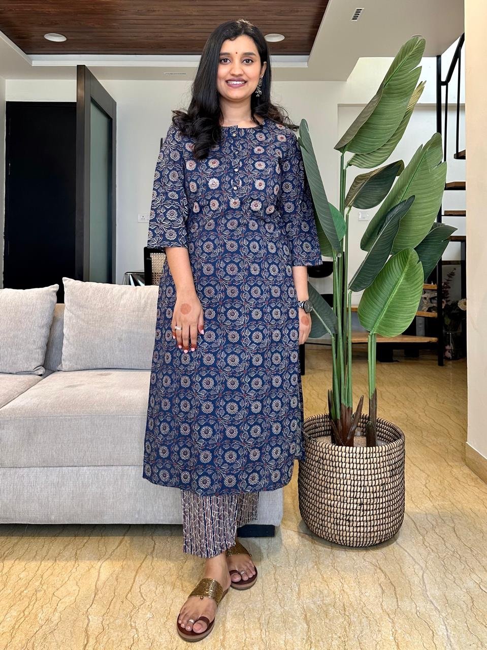 Indigo Boota Jaal Cotton Suit