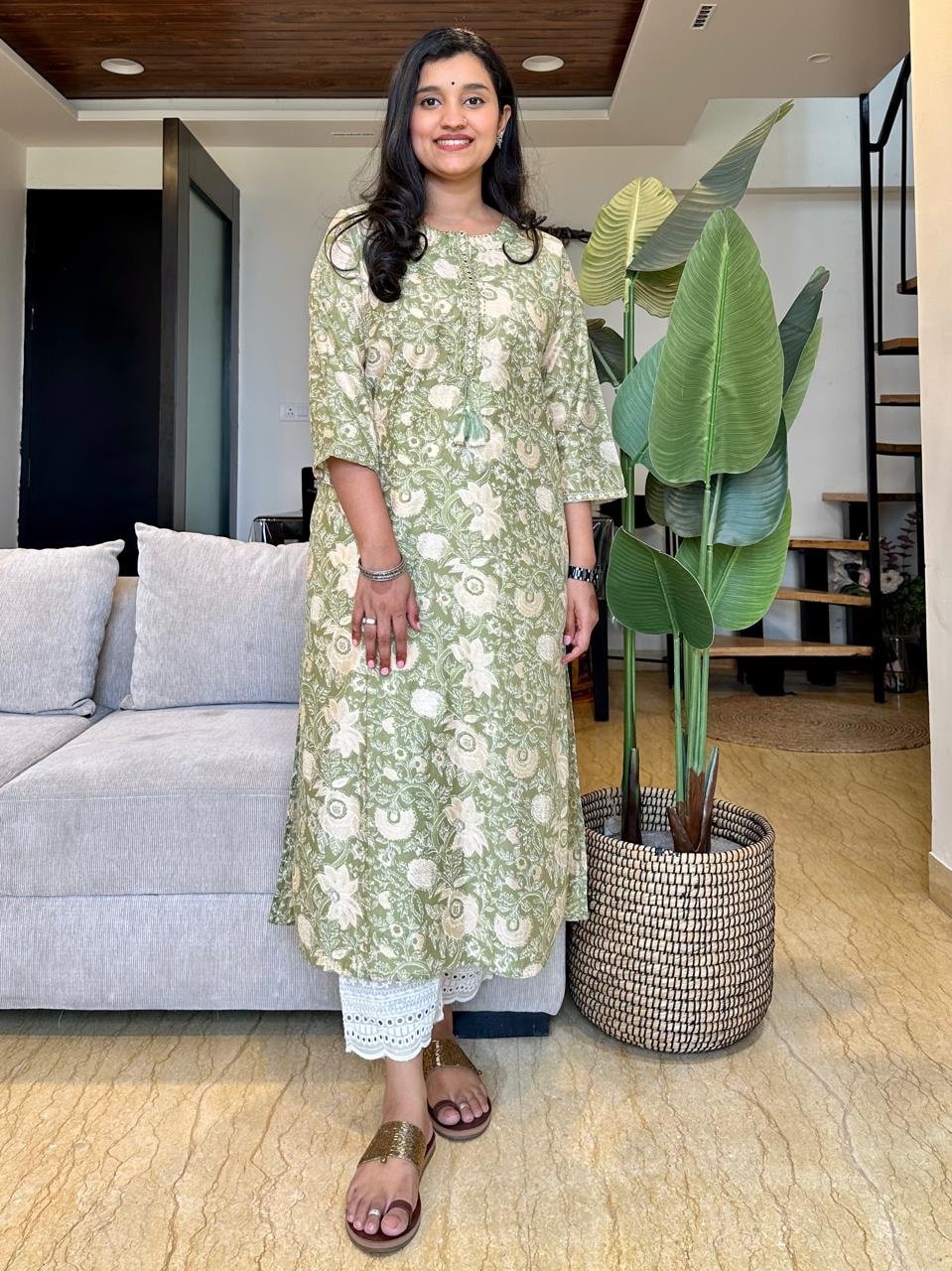 Muslin Pastel Kurta- Pista