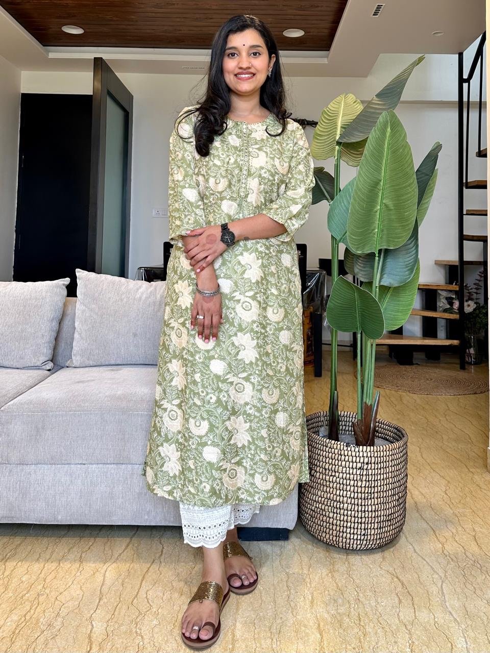 Muslin Pastel Kurta- Pista