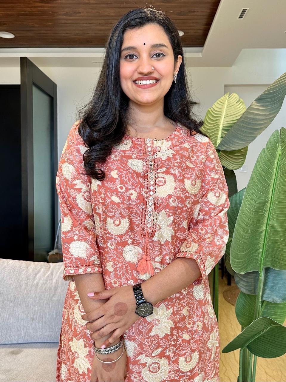Muslin Pastel Kurta- Peach