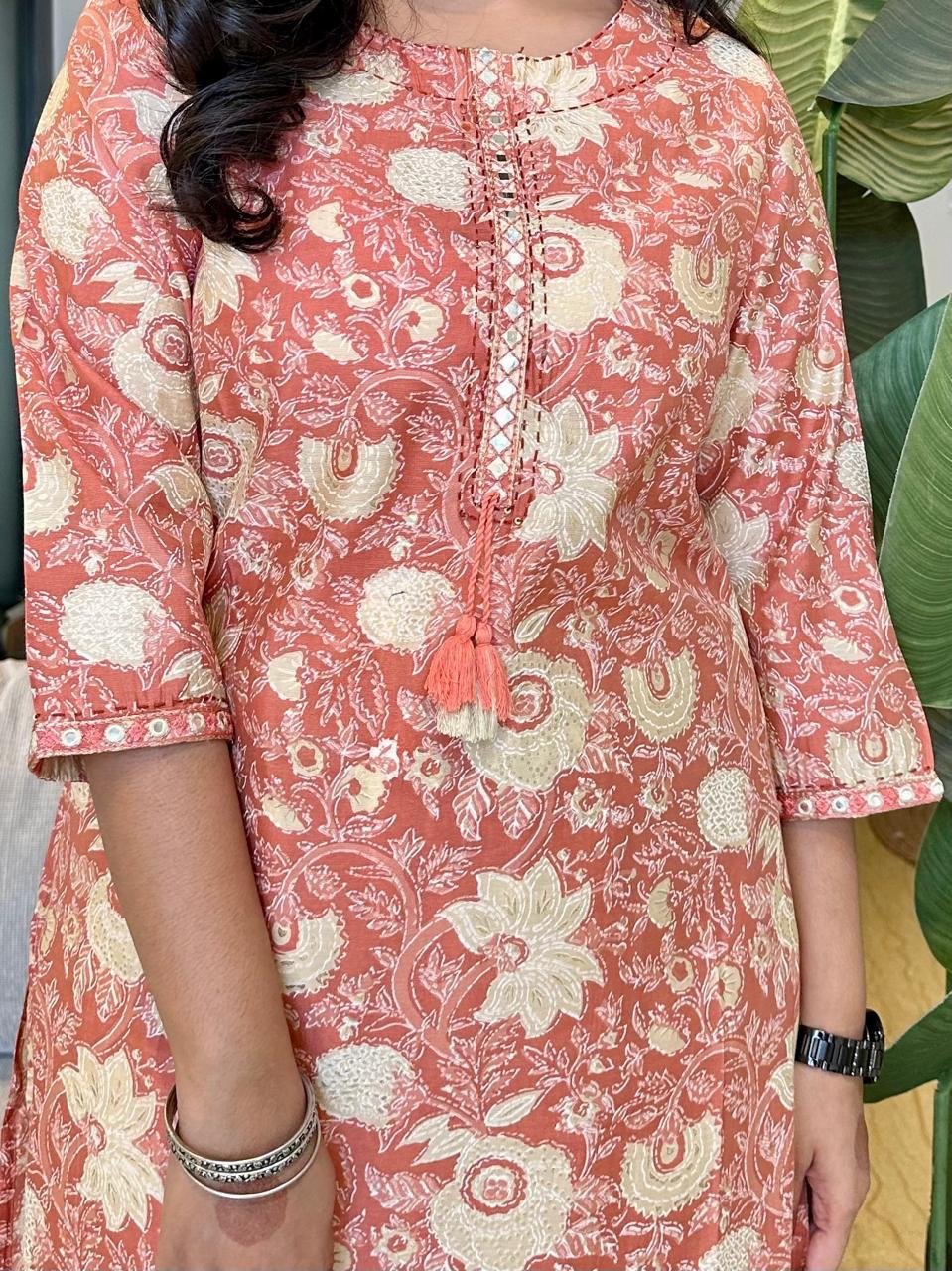 Muslin Pastel Kurta- Peach