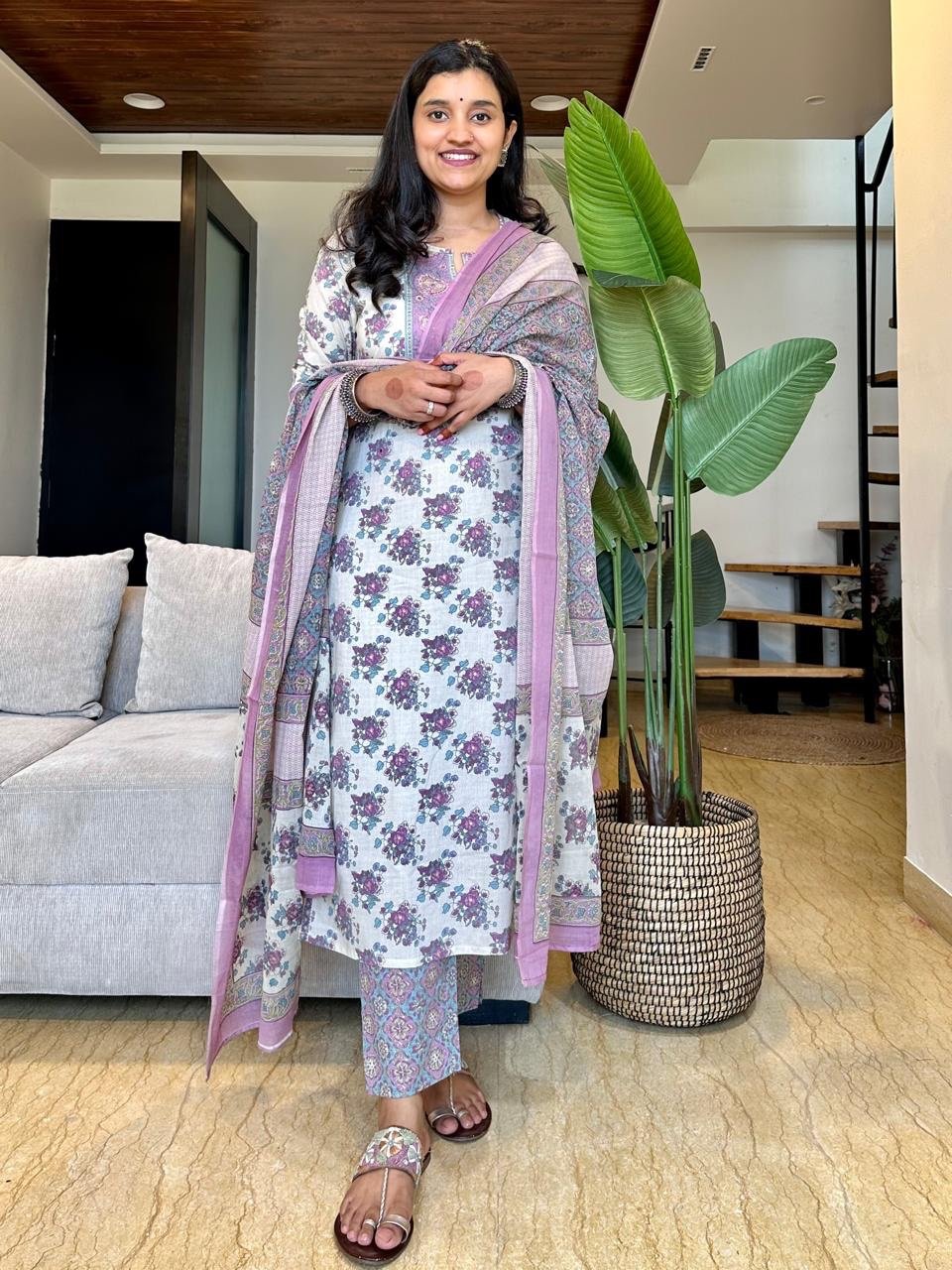 Pastel Lilac Cotton Suit