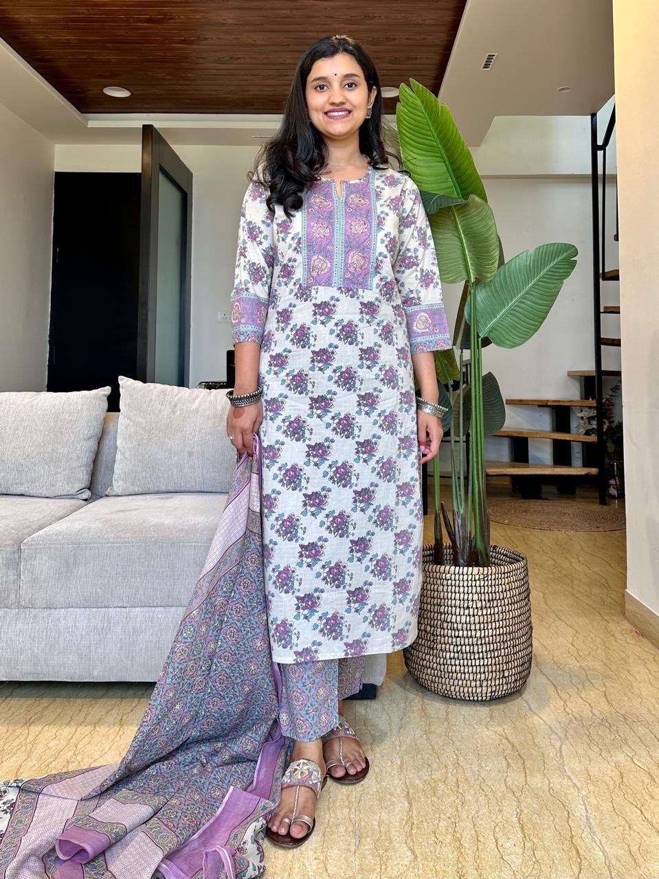 Pastel Lilac Cotton Suit