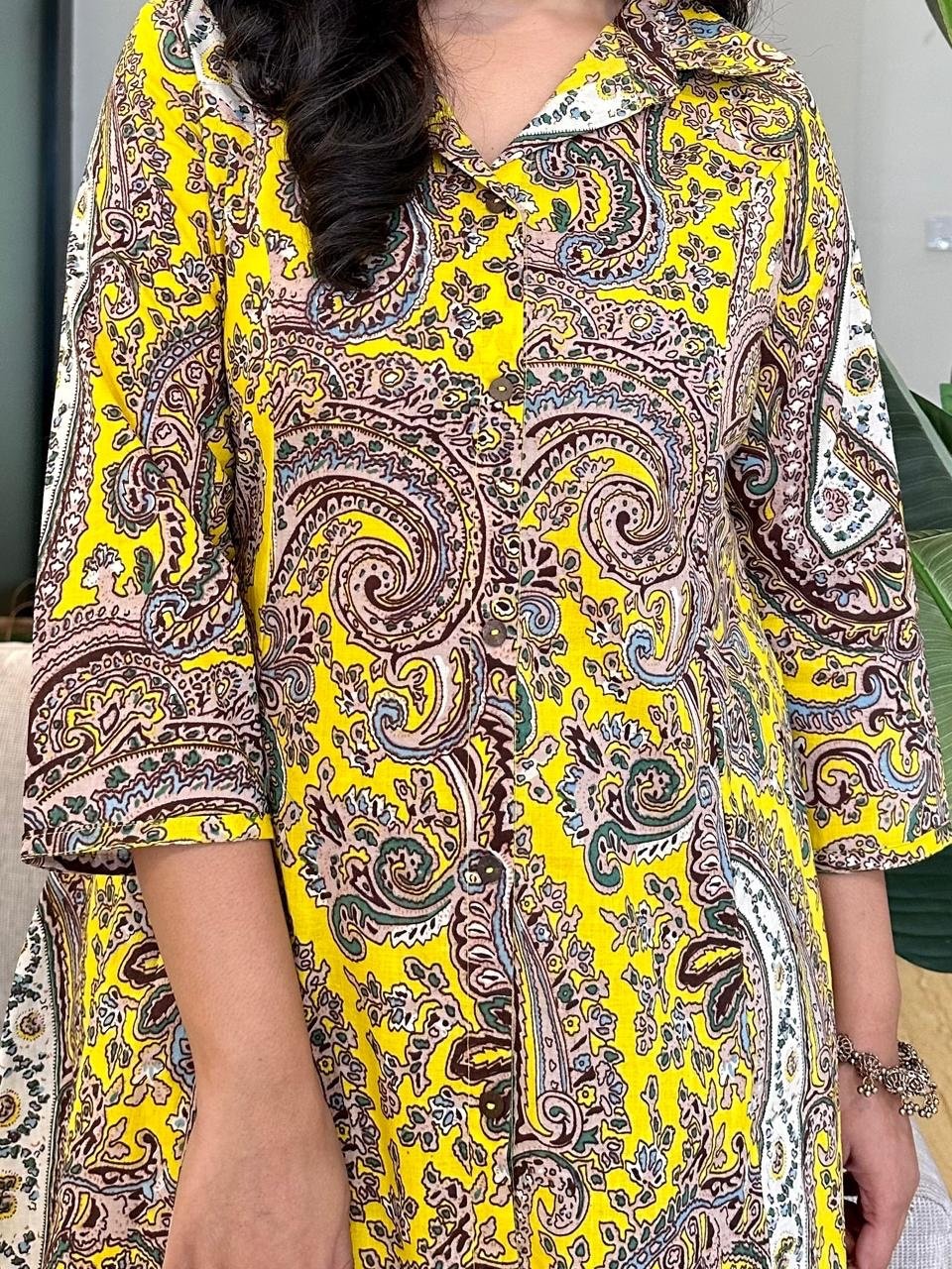 Cotton Coord Set- Yellow Paisley