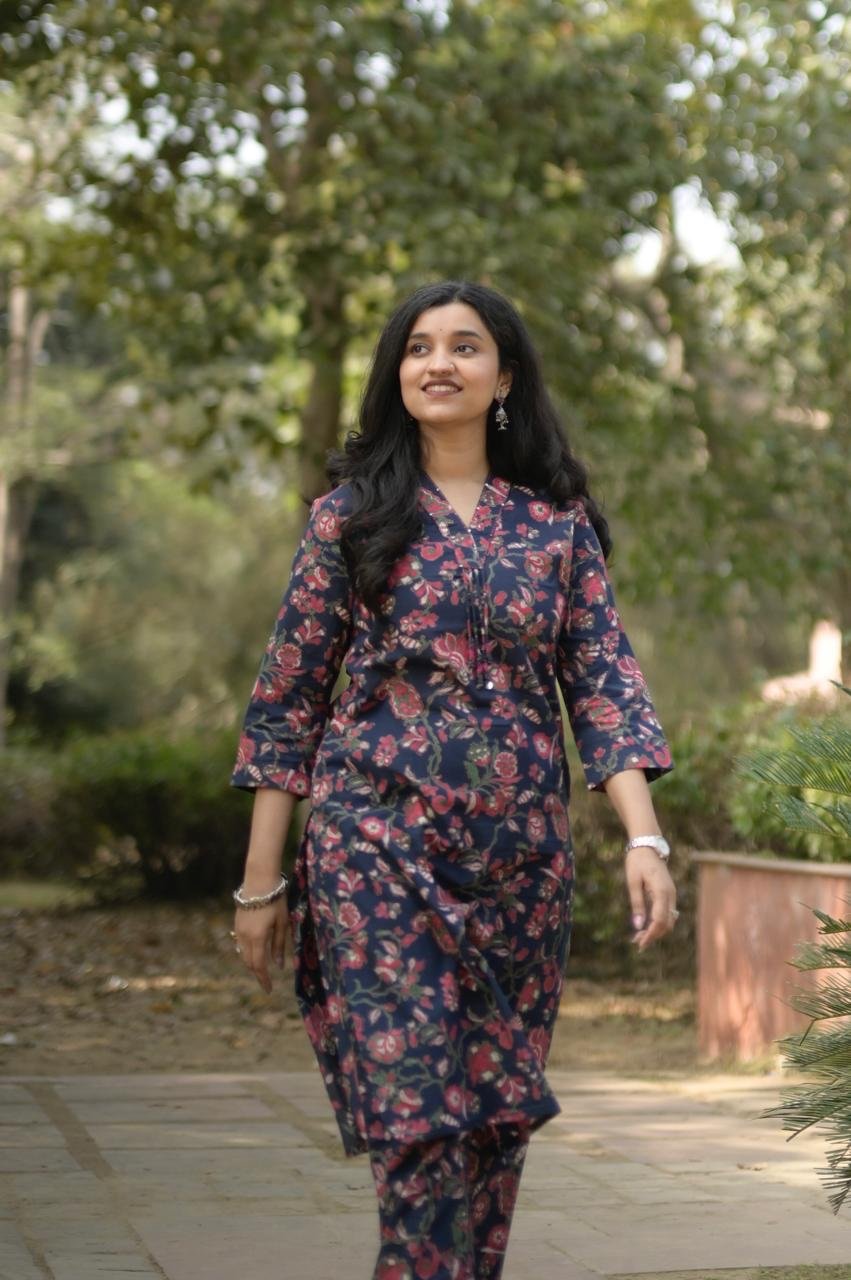 Disha Everyday Cotton Set- Blue Florals