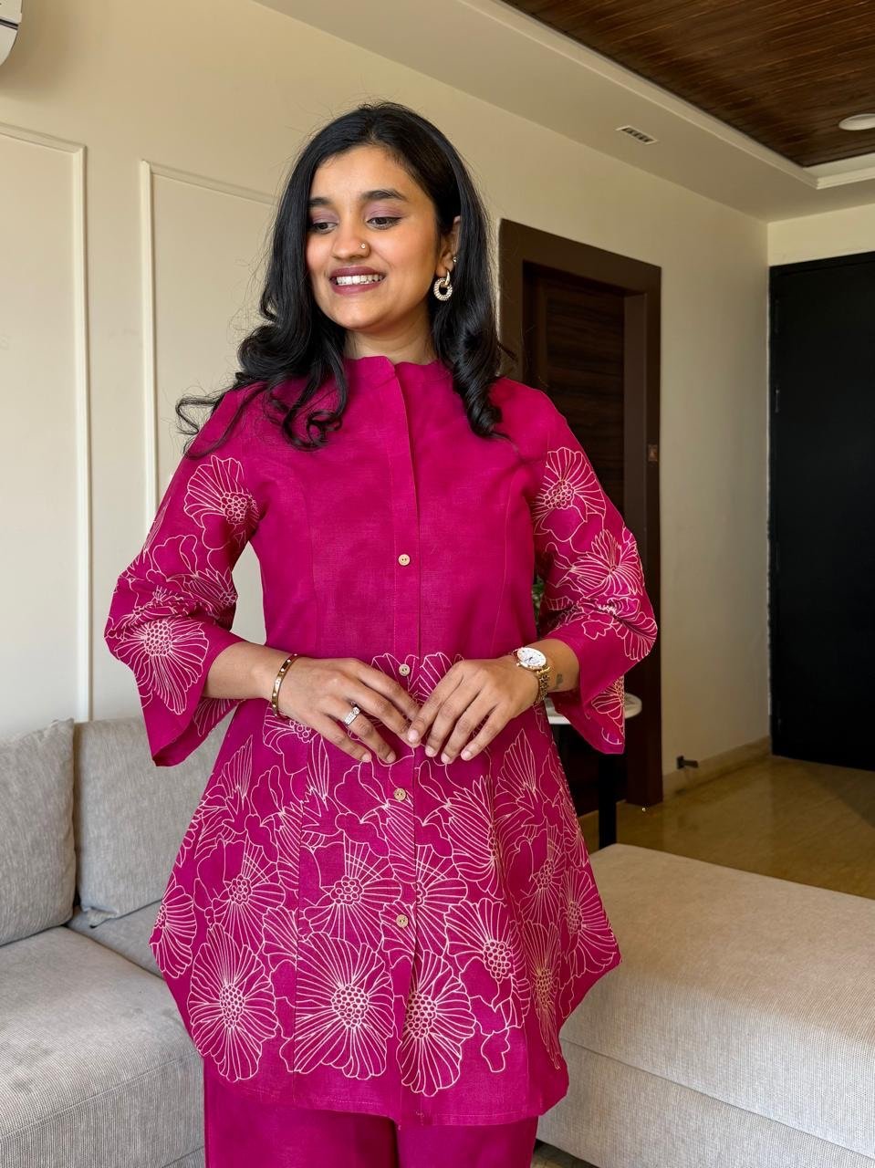 Lamhaa Digital Print Coord Set- Pink