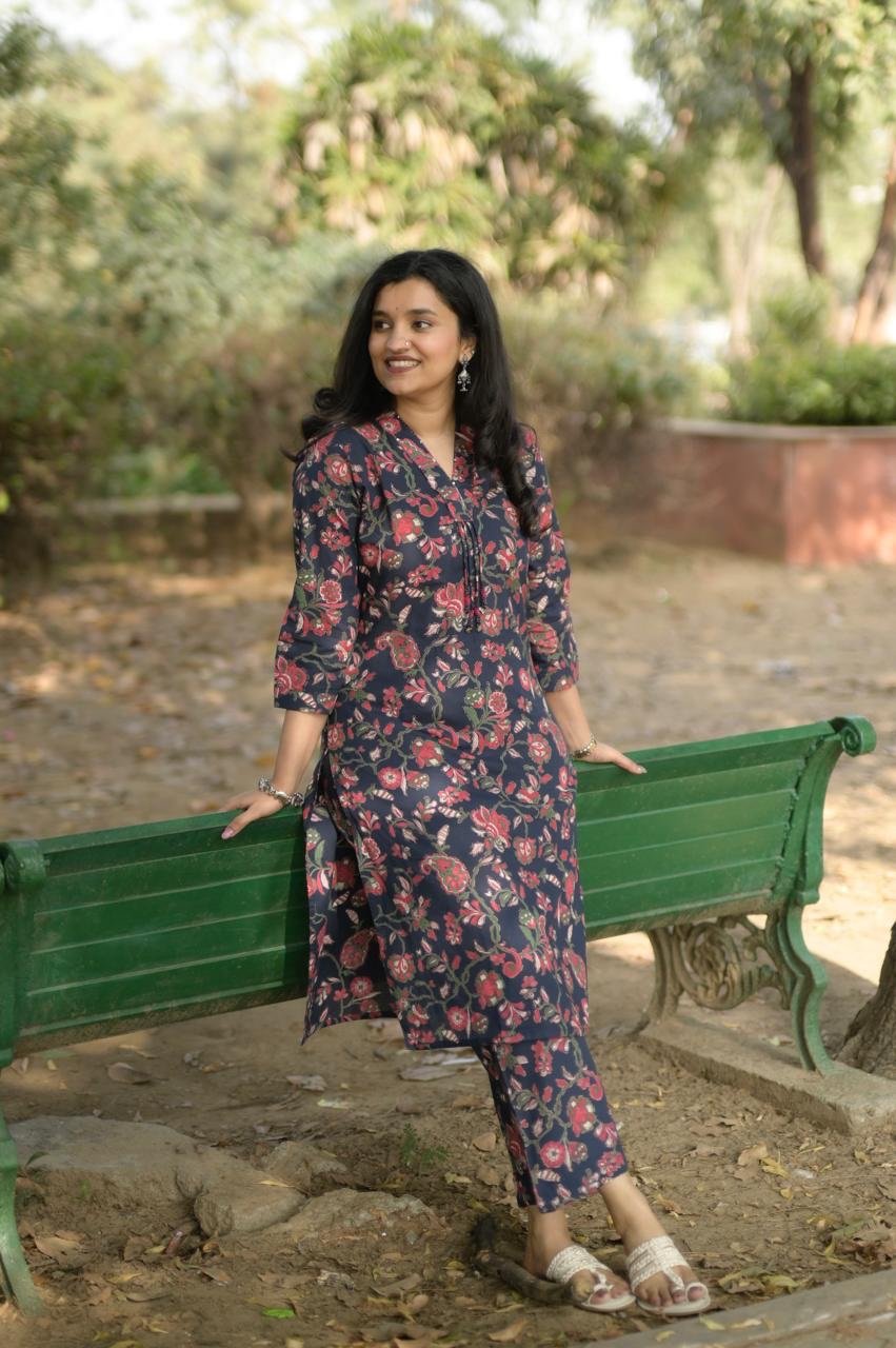Disha Everyday Cotton Set- Blue Florals