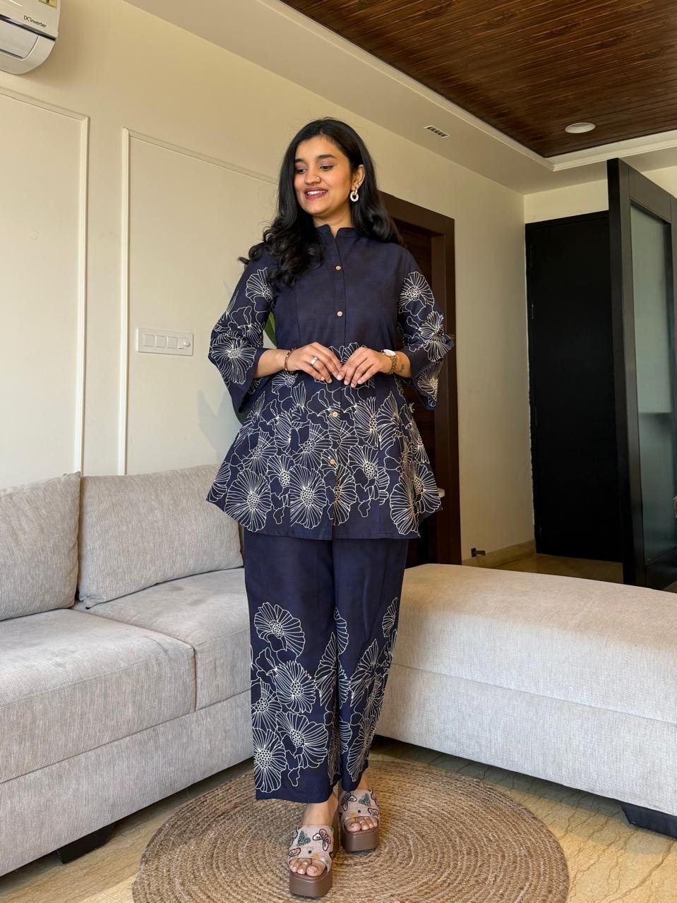 Lamhaa Digital Print Coord Set- Blue