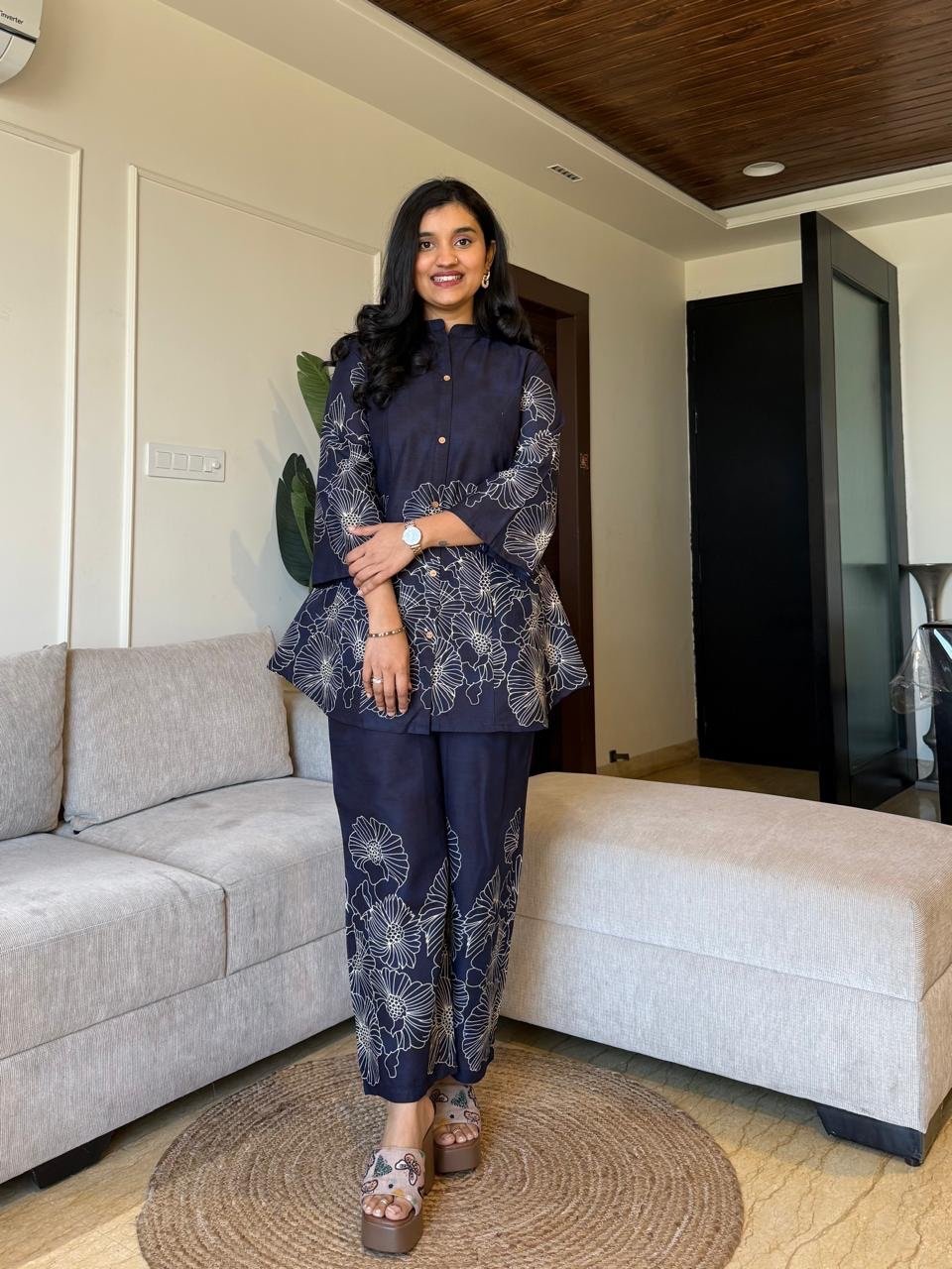 Lamhaa Digital Print Coord Set- Blue