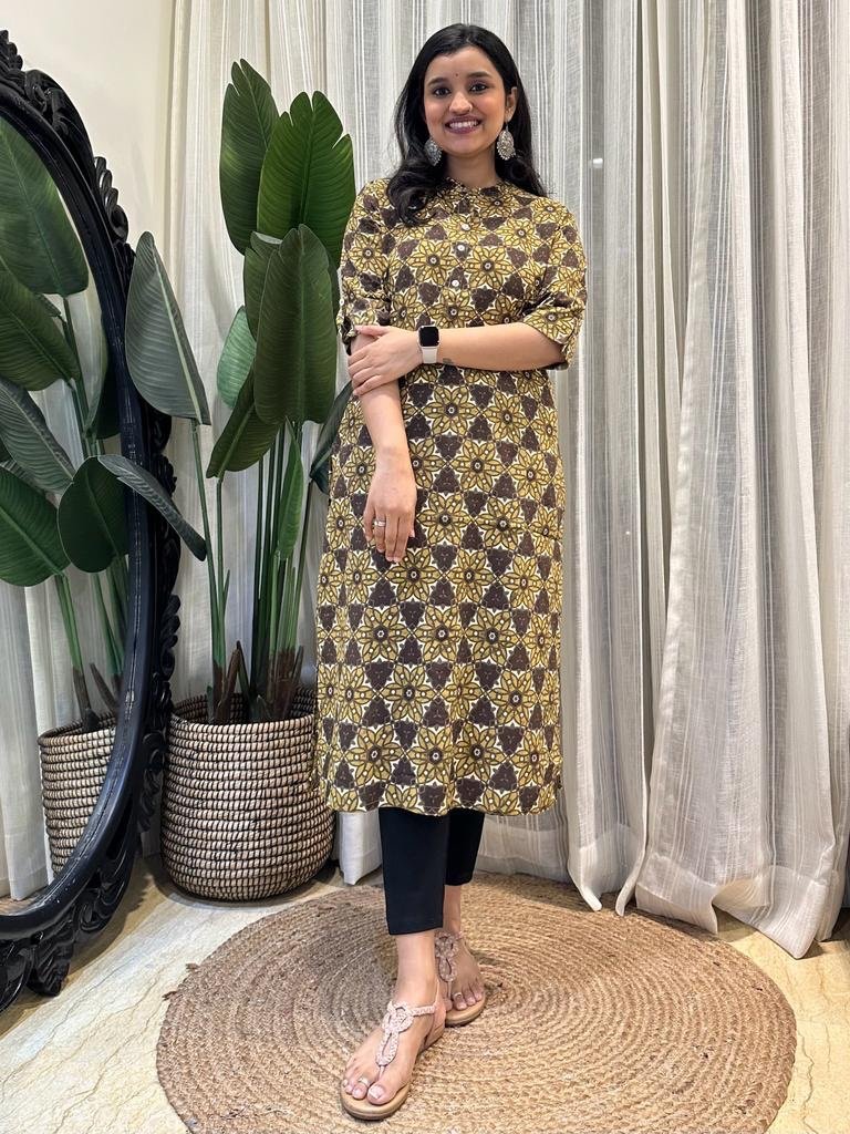 Weekend Rayon Kurta- Olive Brown