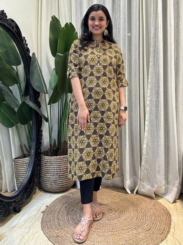Weekend Rayon Kurta- Olive Brown