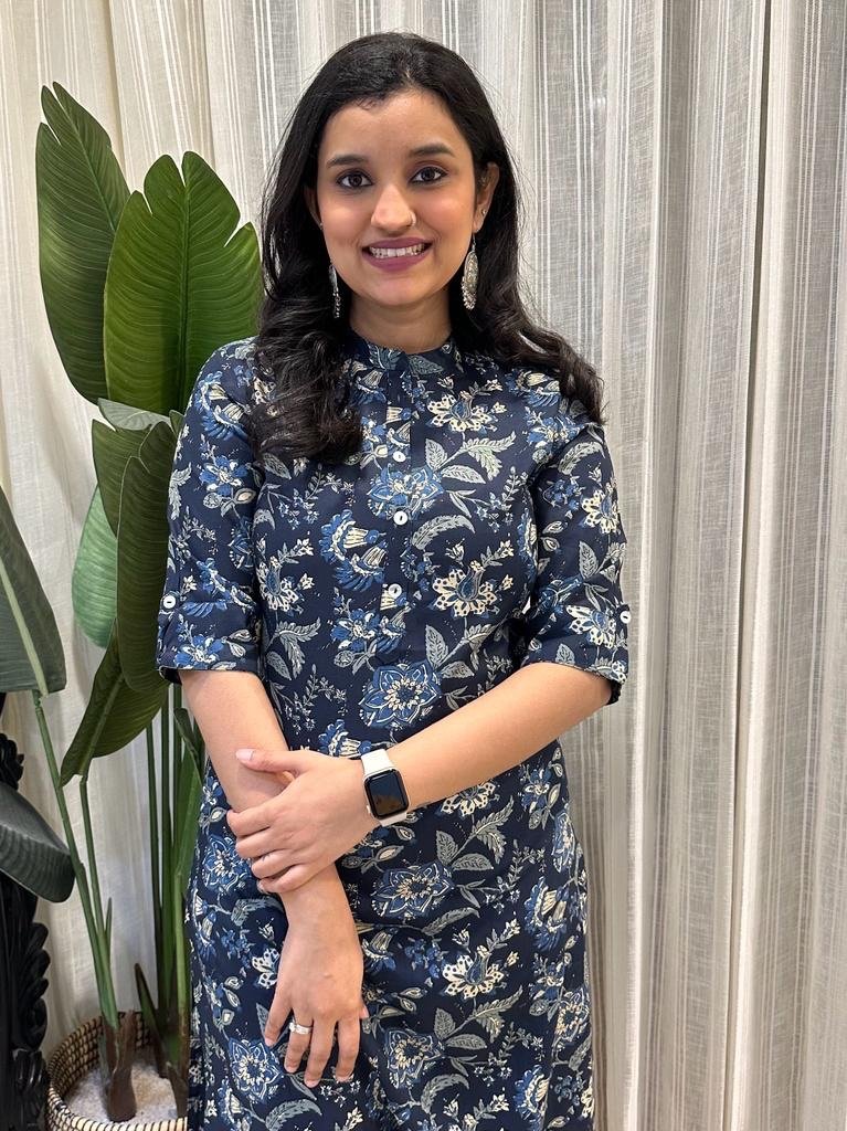 Weekend Rayon Kurta- Navy Big Floral