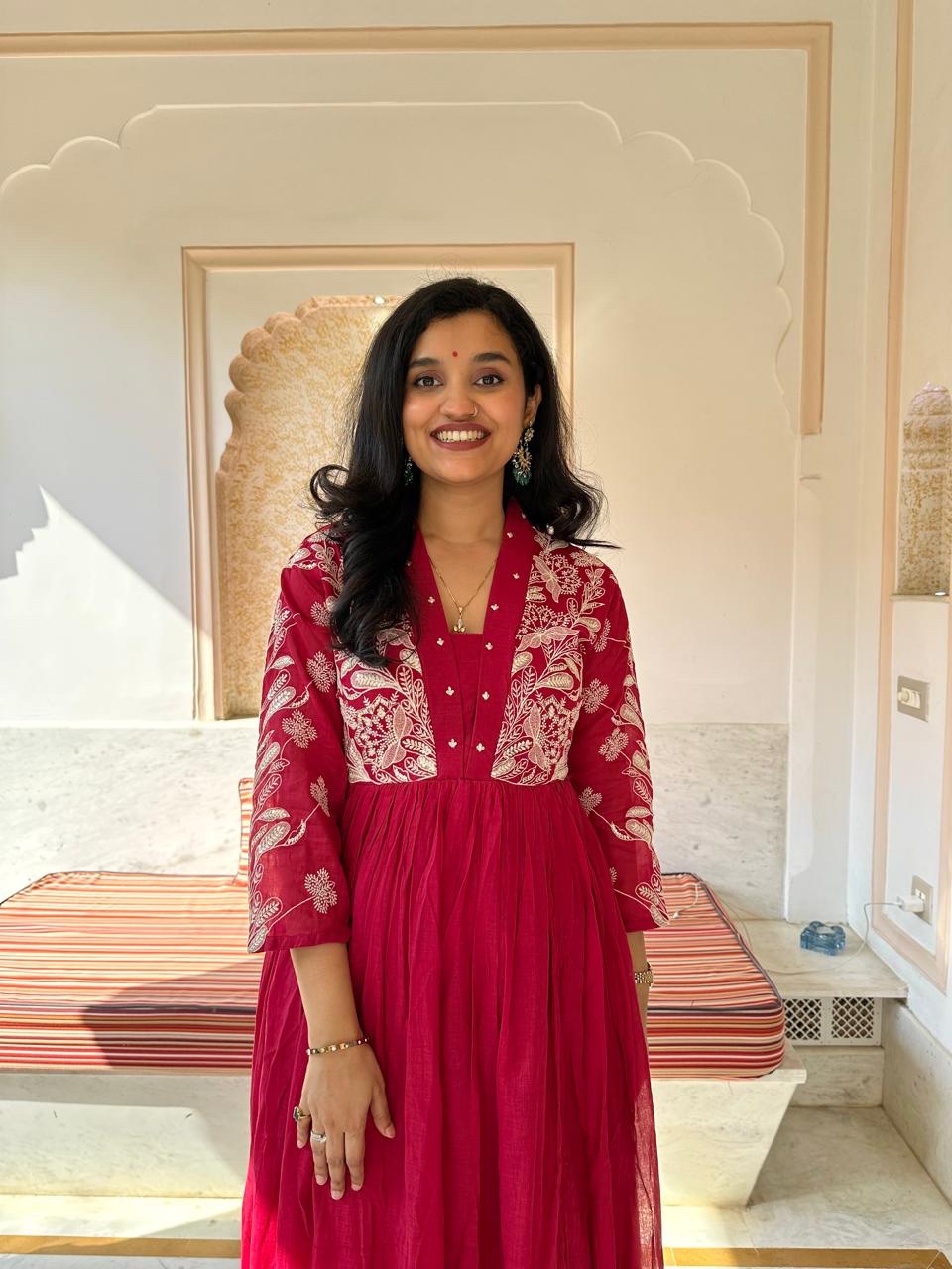 Kashish Threadwork Mul Anarkali Set- Pink - Image 4