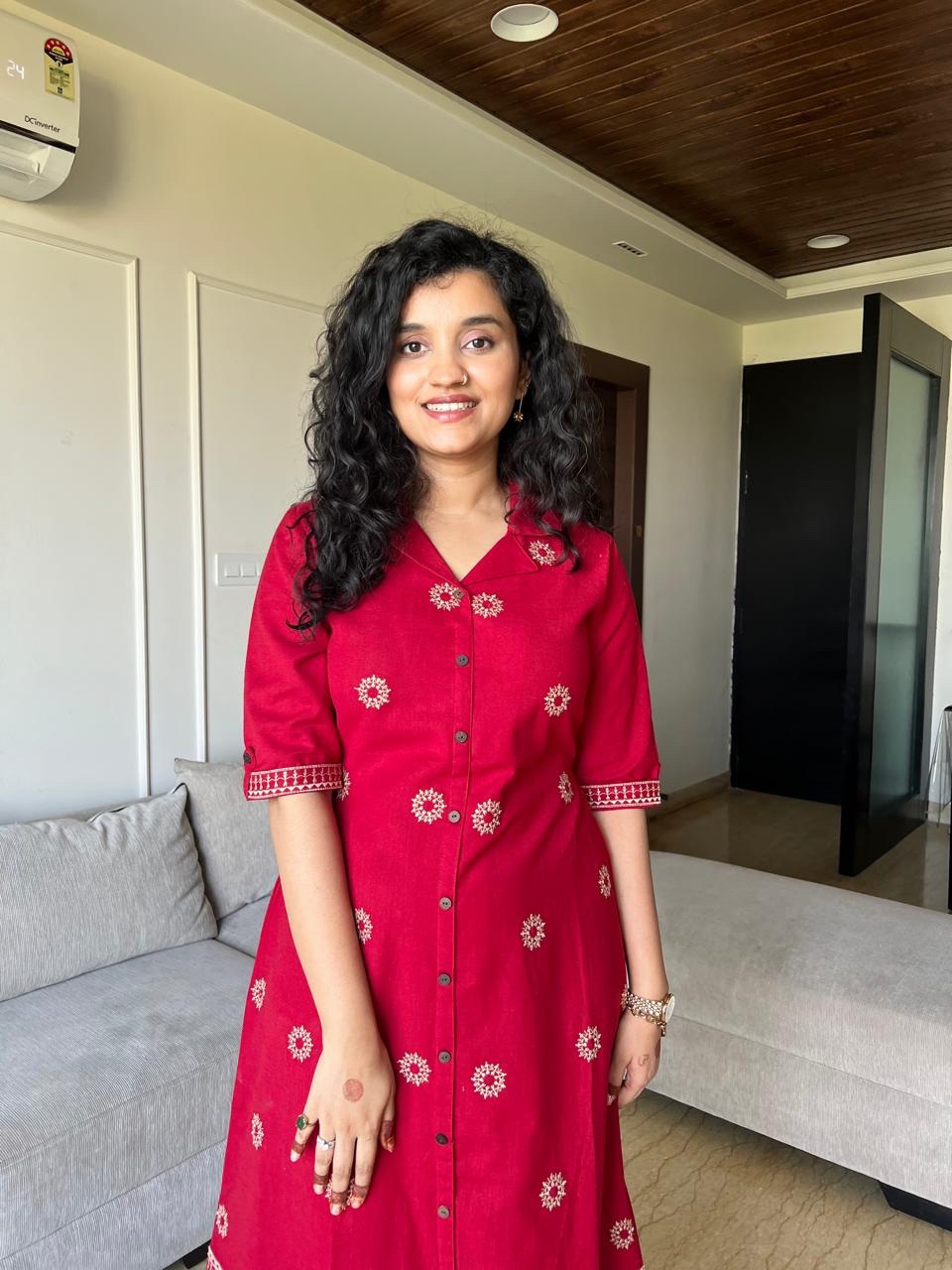 Ziva A-line Embroidered Dress - Image 4