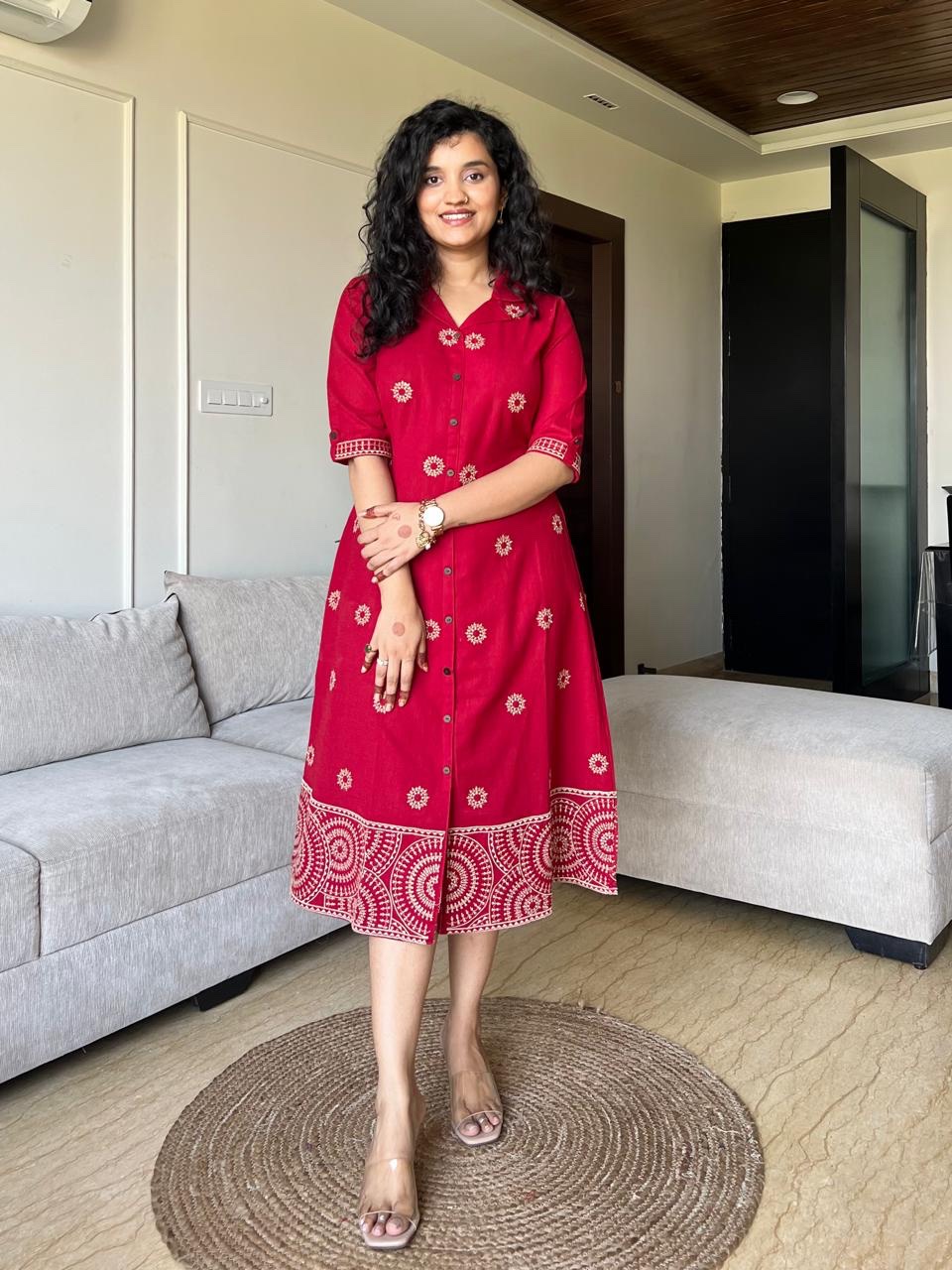 Ziva A-line Embroidered Dress - Image 5