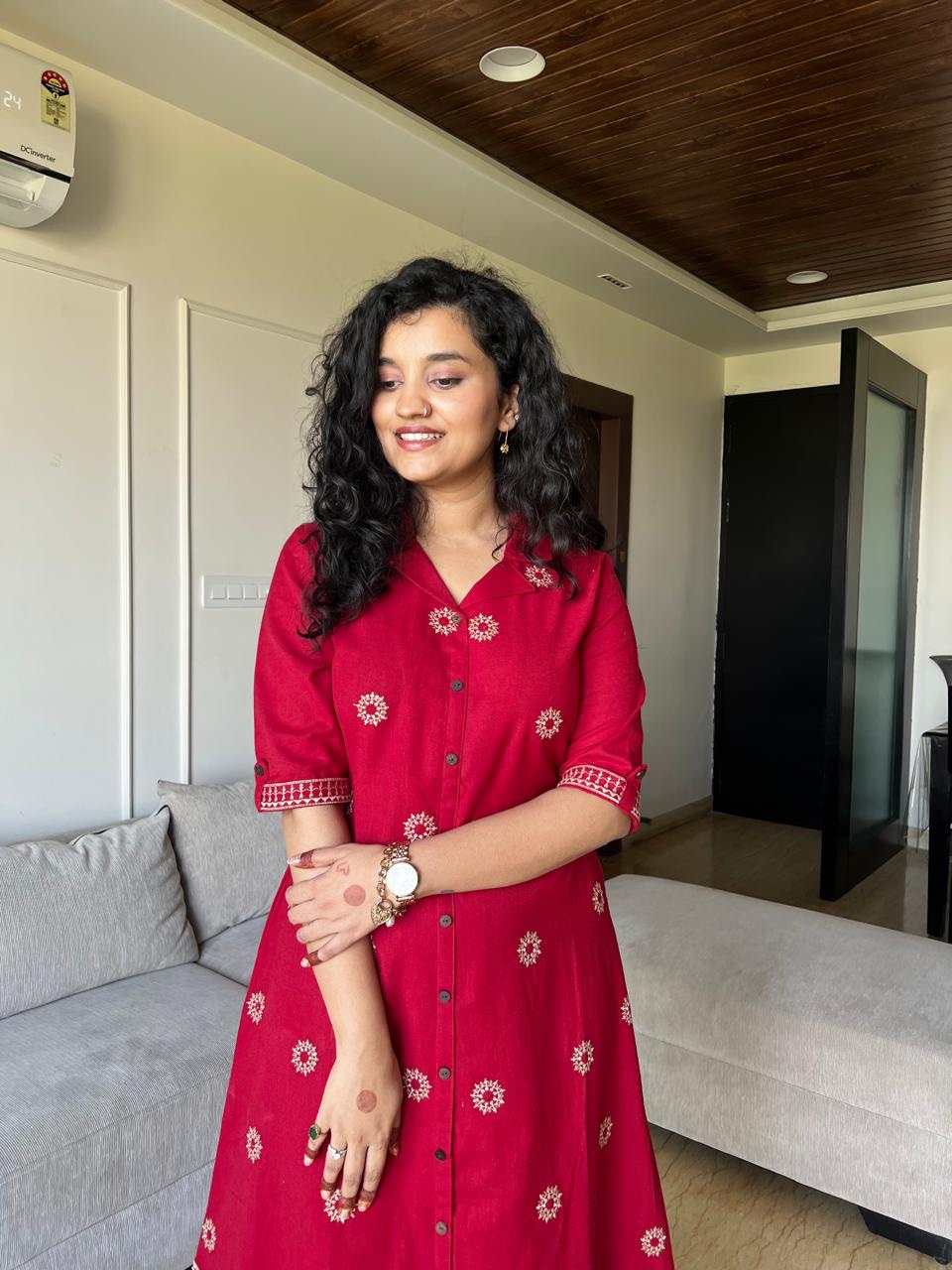 Ziva A-line Embroidered Dress - Image 2