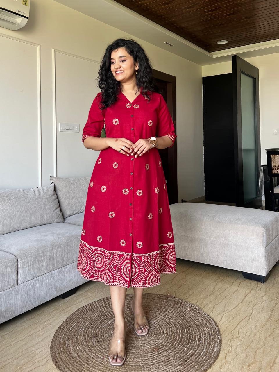 Ziva A-line Embroidered Dress - Image 3