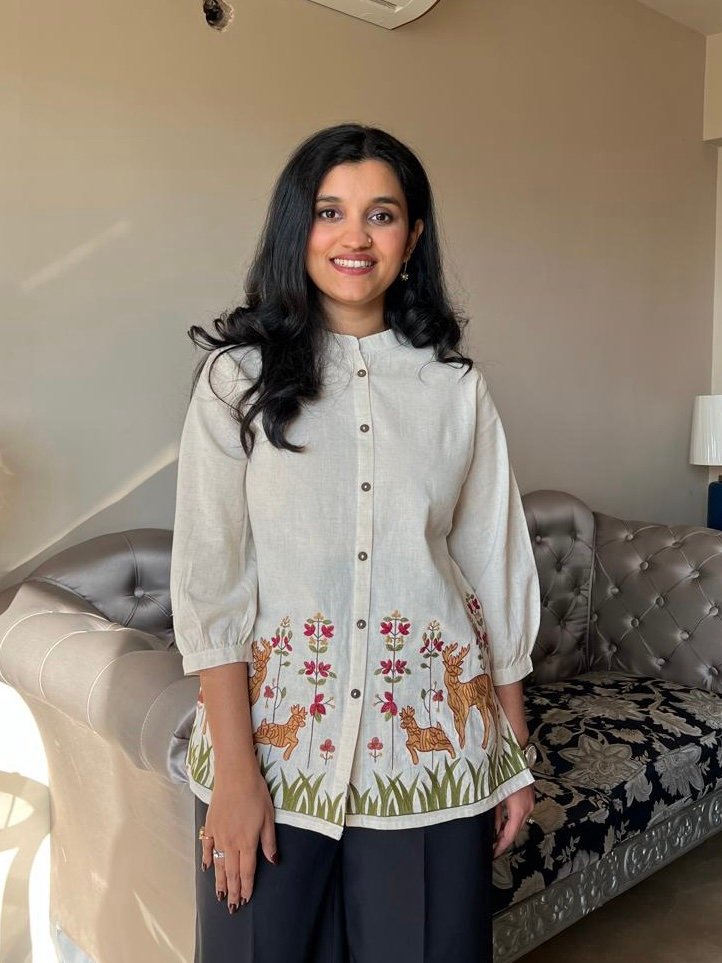 Roshana Embroidered Short Top- Off White