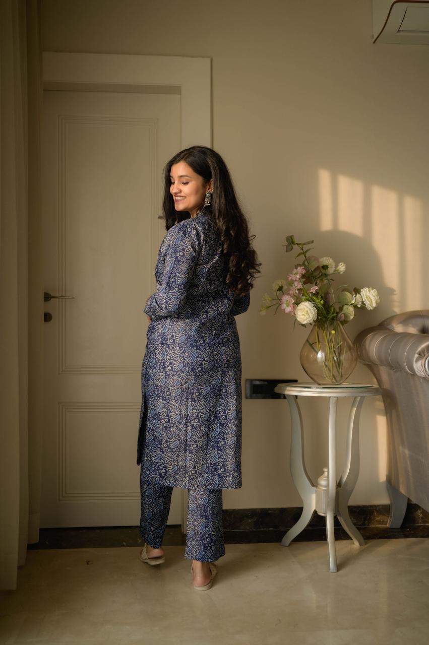 Disha Everyday Cotton Set- Indigo Leaves - Image 4