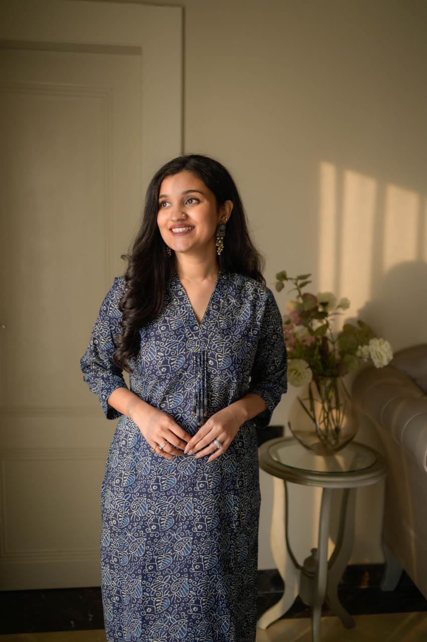 Disha Everyday Cotton Set- Indigo Leaves - Image 3